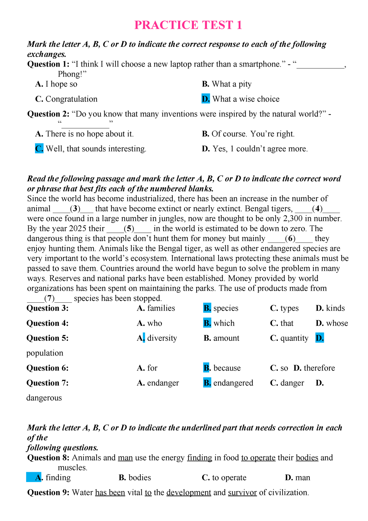 Đề-1 - Gfdsdfghkjbvcdrtyuiol - PRACTICE TEST 1 Mark The Letter A, B, C ...