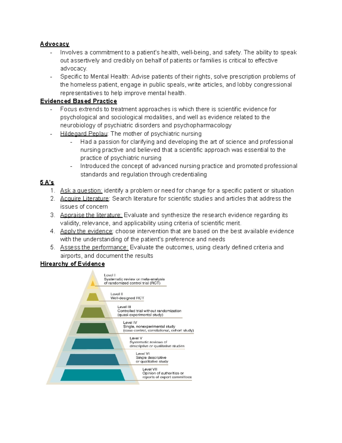 Mental Health Notes Chapter 1 Varcarolis - Advocacy - Involves A ...