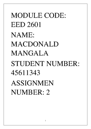 PED3701 ass02 - PED 3701 ASSIGNMENT 02 STUDENT NUM: 45611343 QUESTION ...
