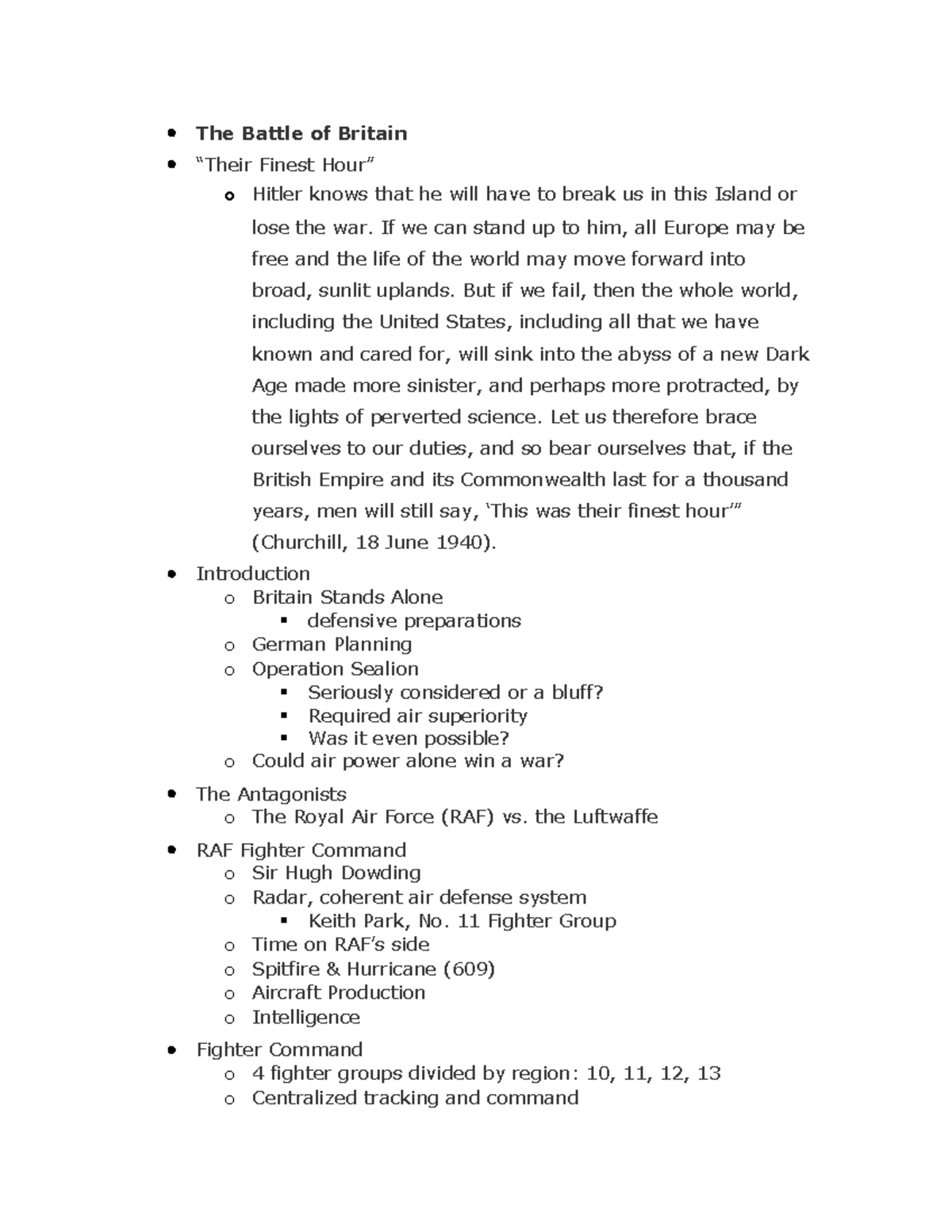 The Battle of Britain-HIST 3815 - The Battle of Britain “Their Finest ...