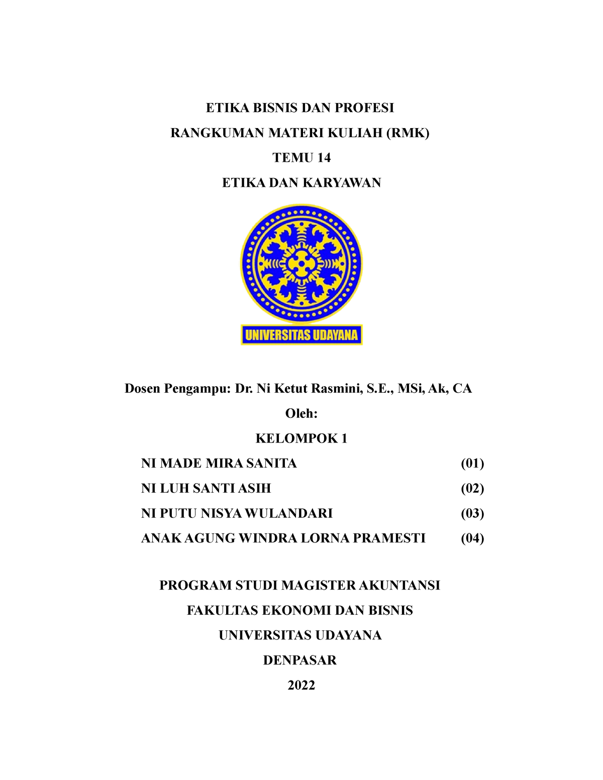 Pertemuan 14 - EKONOMI MIKRO - ETIKA BISNIS DAN PROFESI RANGKUMAN ...