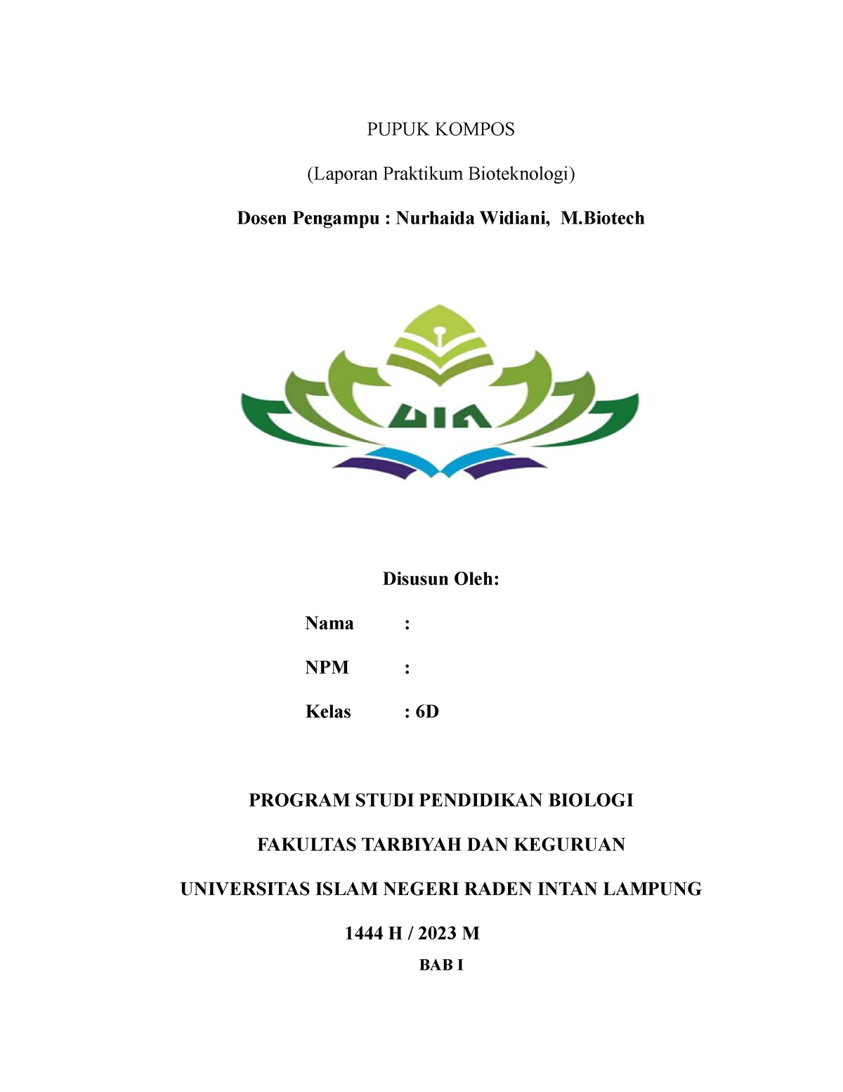 Laporan Praktikum Pupuk Kompos - PUPUK KOMPOS (Laporan Praktikum ...