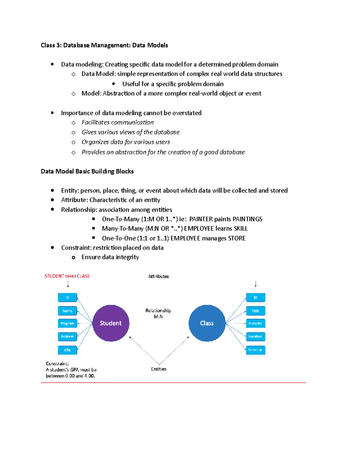Class 3- Database Management, powperpoint notes - Class 3: Database ...