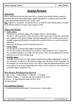 Ain Shams University Pharmacology CVS - Lecture Notes PHARMACOLOGY ...