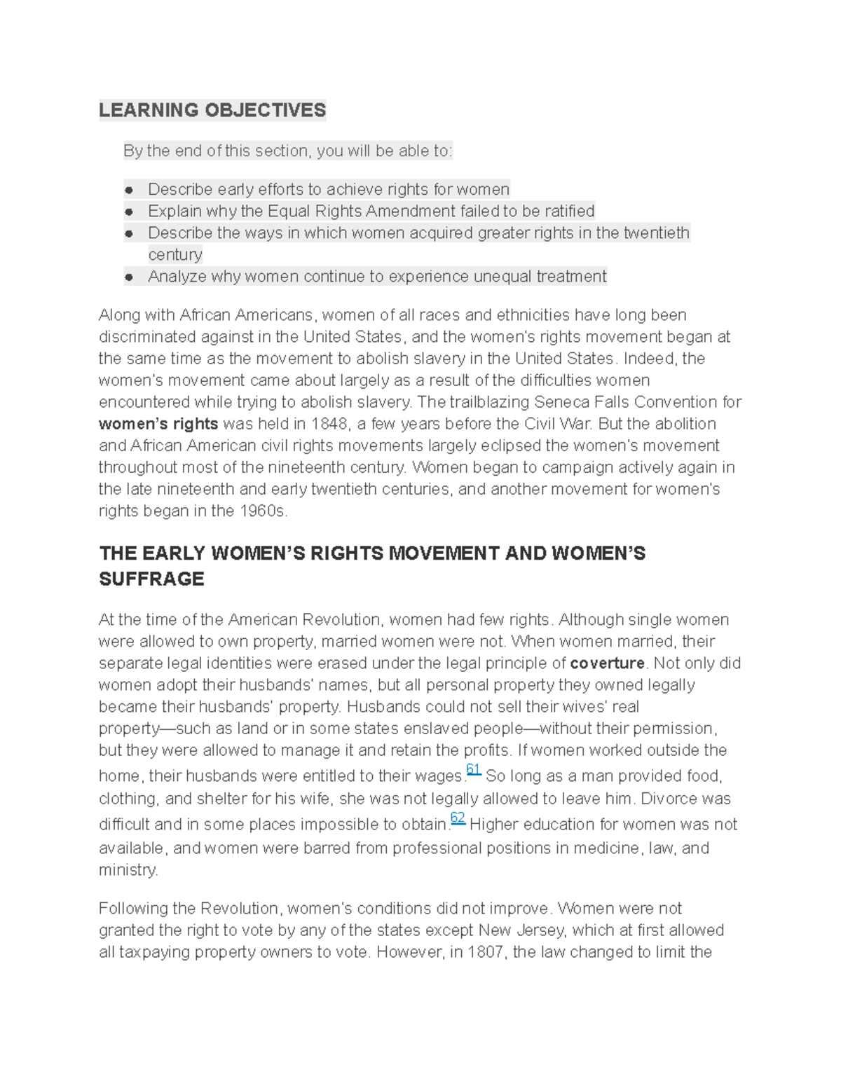 The fight for womens rights - LEARNING OBJECTIVES By the end of this ...