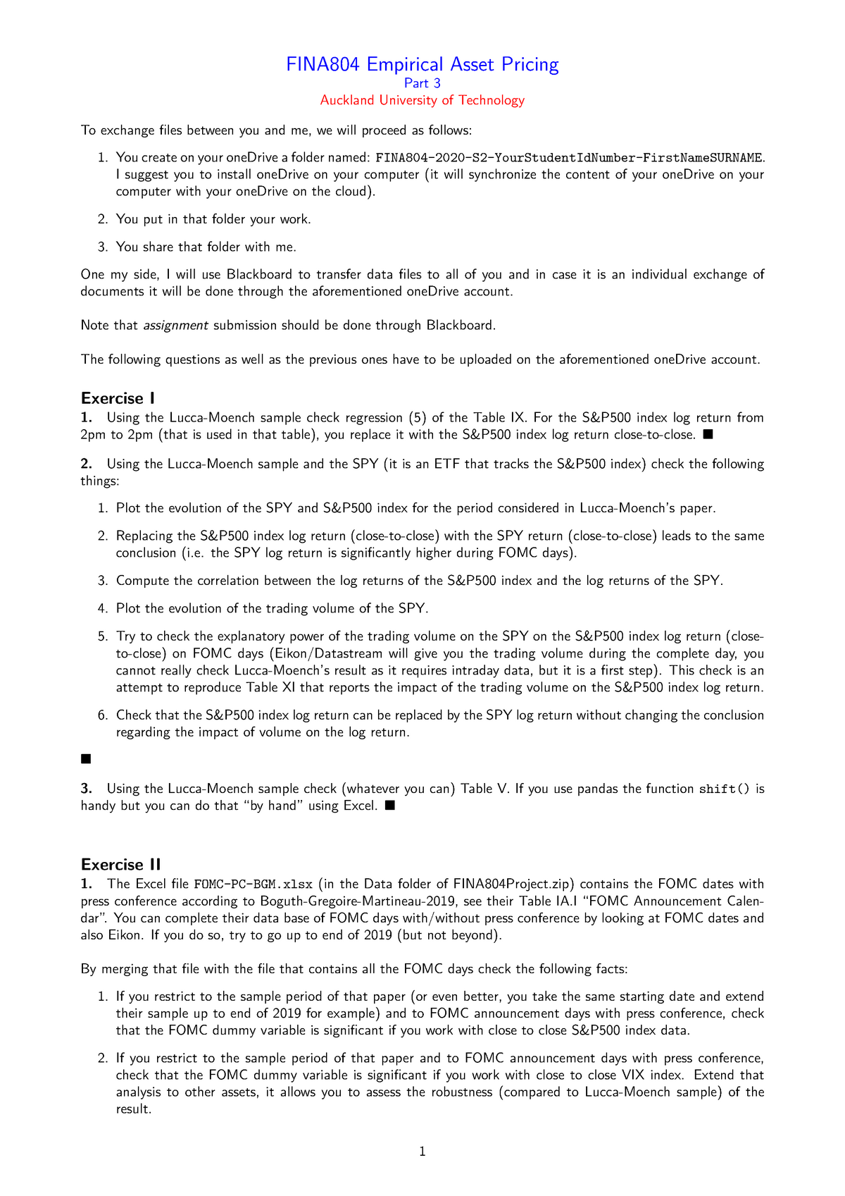 Fina804 Part3 Empirical Asset Pricing Studocu