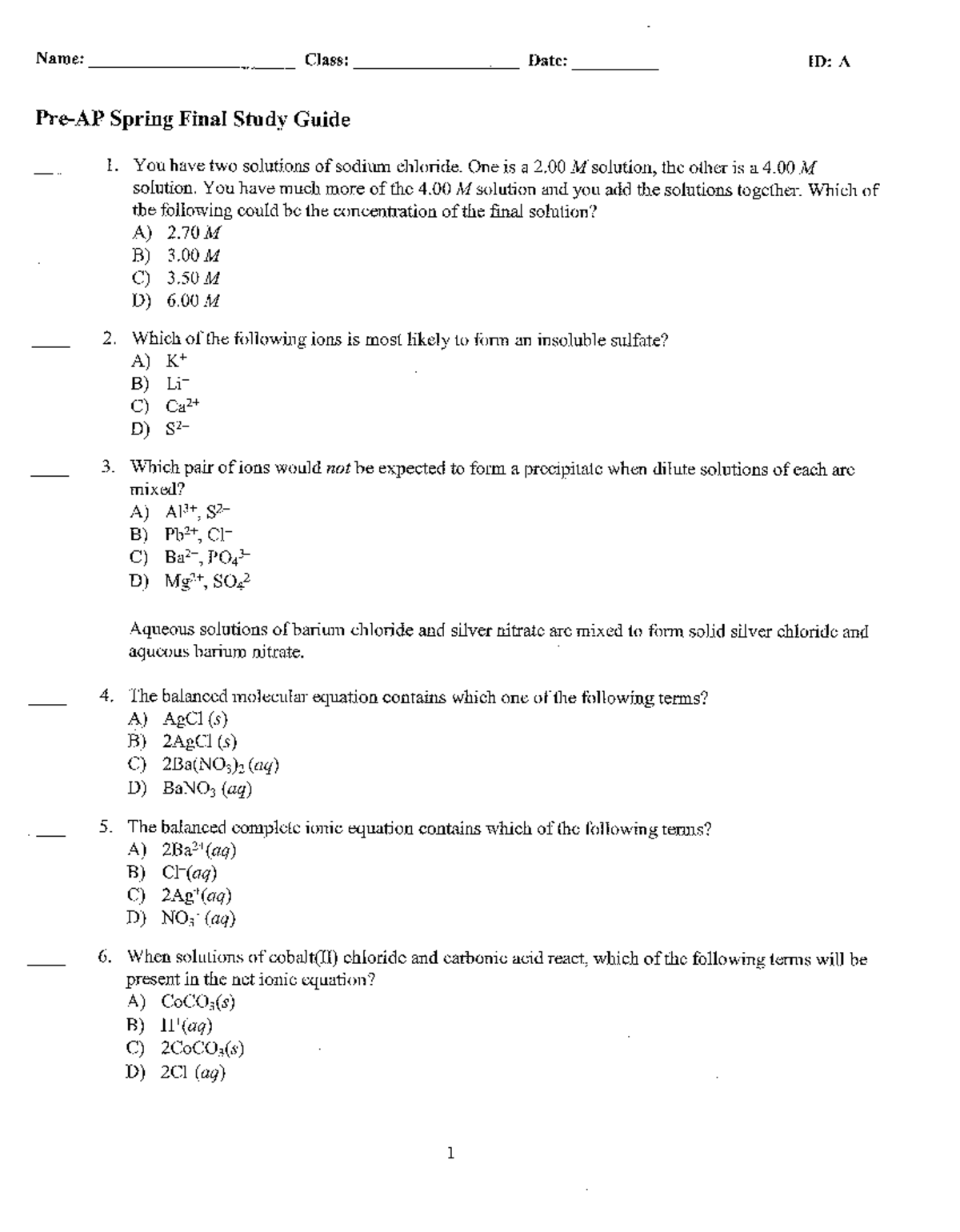Study guide spring semester 2016 - CHE 132 - Studocu