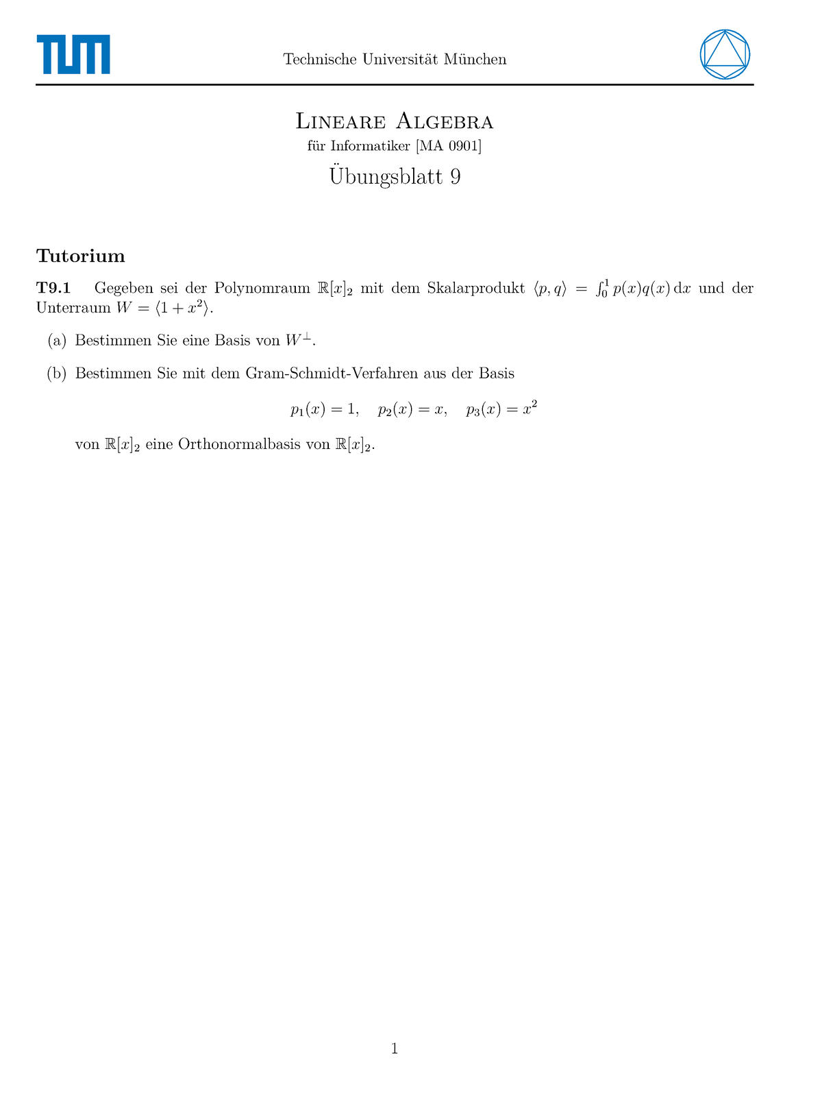 Blatt Lsg Ueb Technische Universit At M Unchen Lineare Algebra