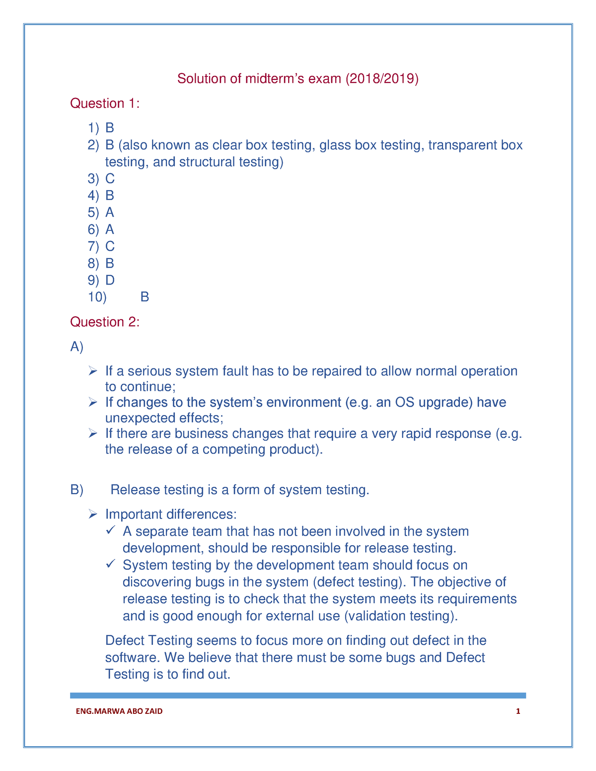 Solution Of Midterm Exam 2018-2019 - ENG ABO ZAID 1 Solution Of Midterm ...