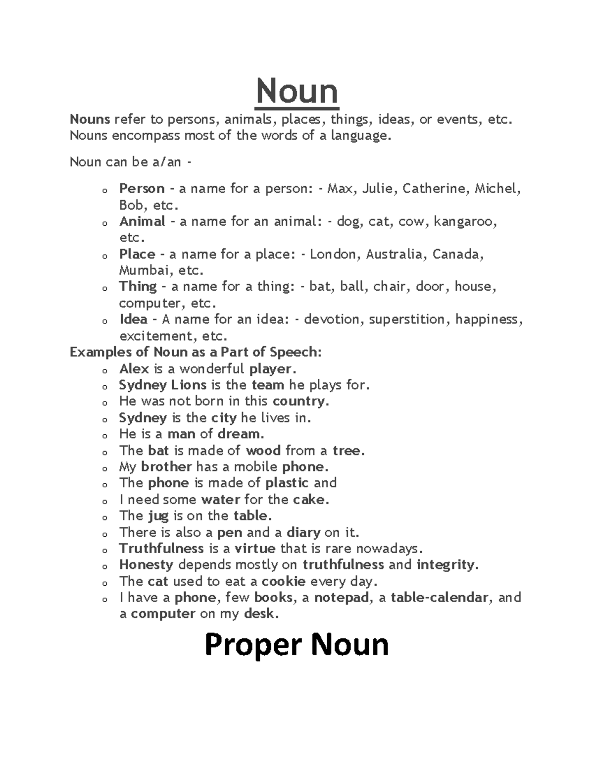 Noun - english grammer - Noun Nouns refer to persons, animals, places ...