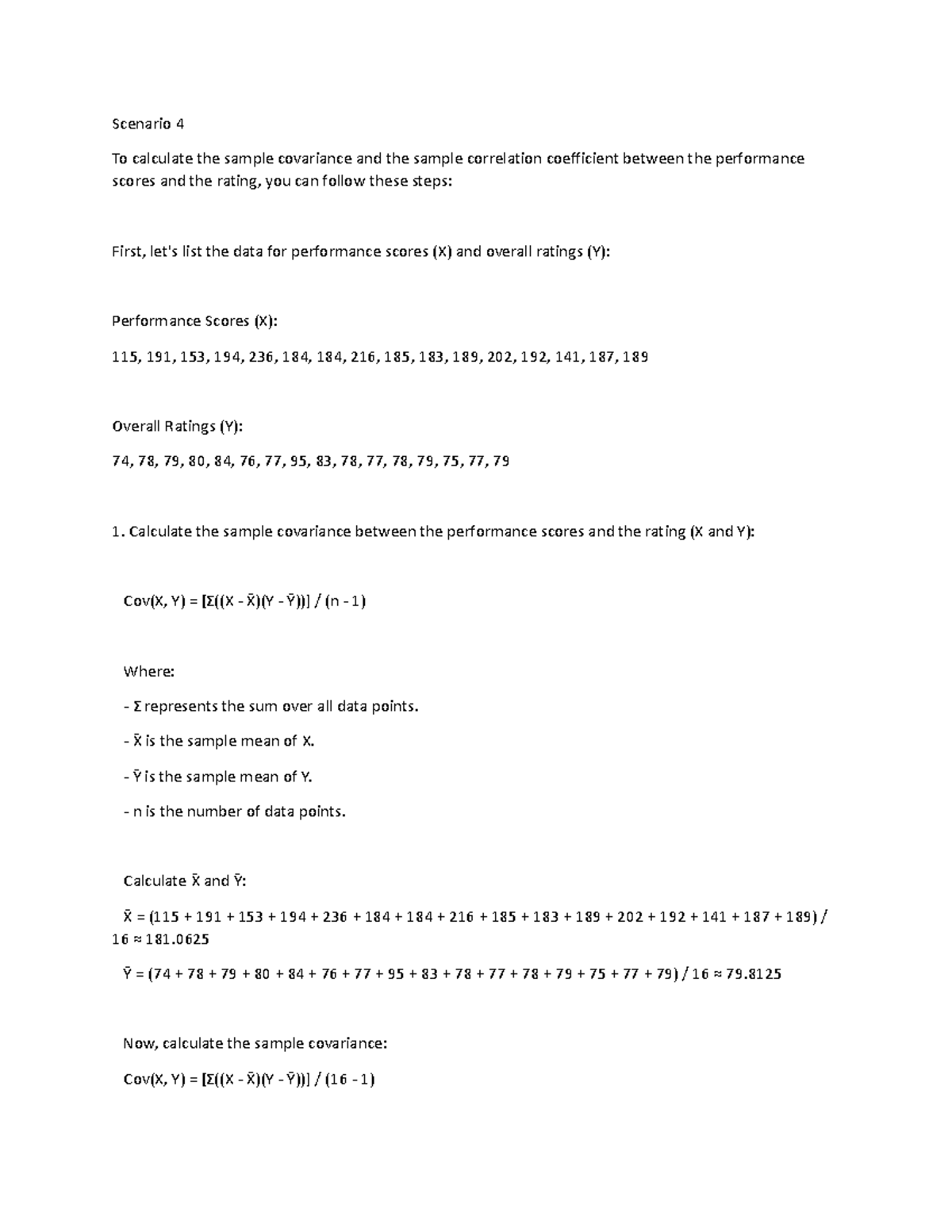 MAS202 Assigment 1 Chat GPT - Scenario 4 To calculate the sample ...