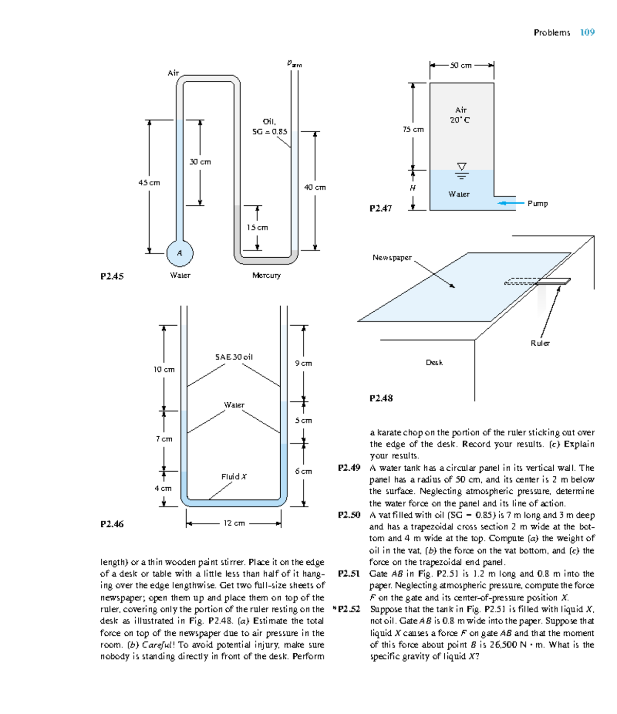 Fluidos Frank M White Fluid Mechanics 119 123 Problems 109 45 Cm Fluidos Frank M White Fluid Mechanics 119 123 Problems 109 45 Cm