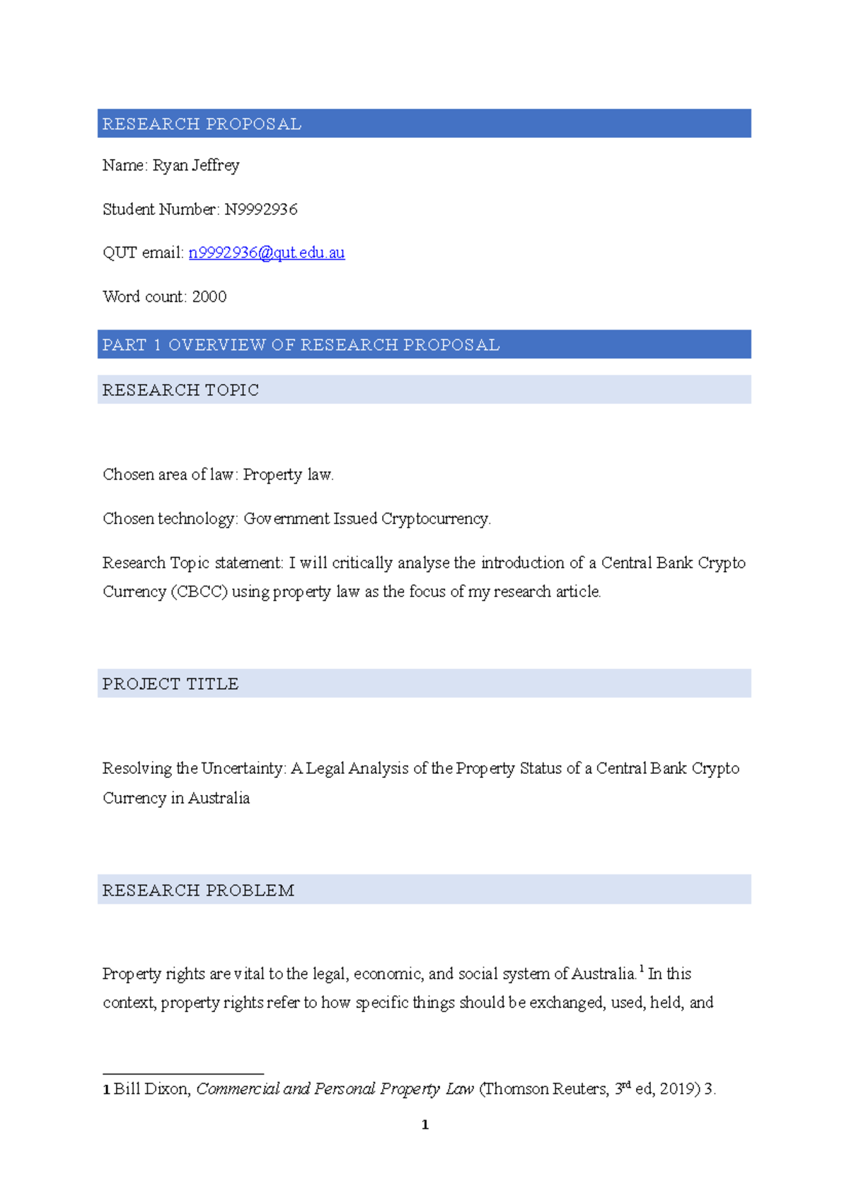 Summer research proposal template for Assessment Task 1 - RESEARCH ...
