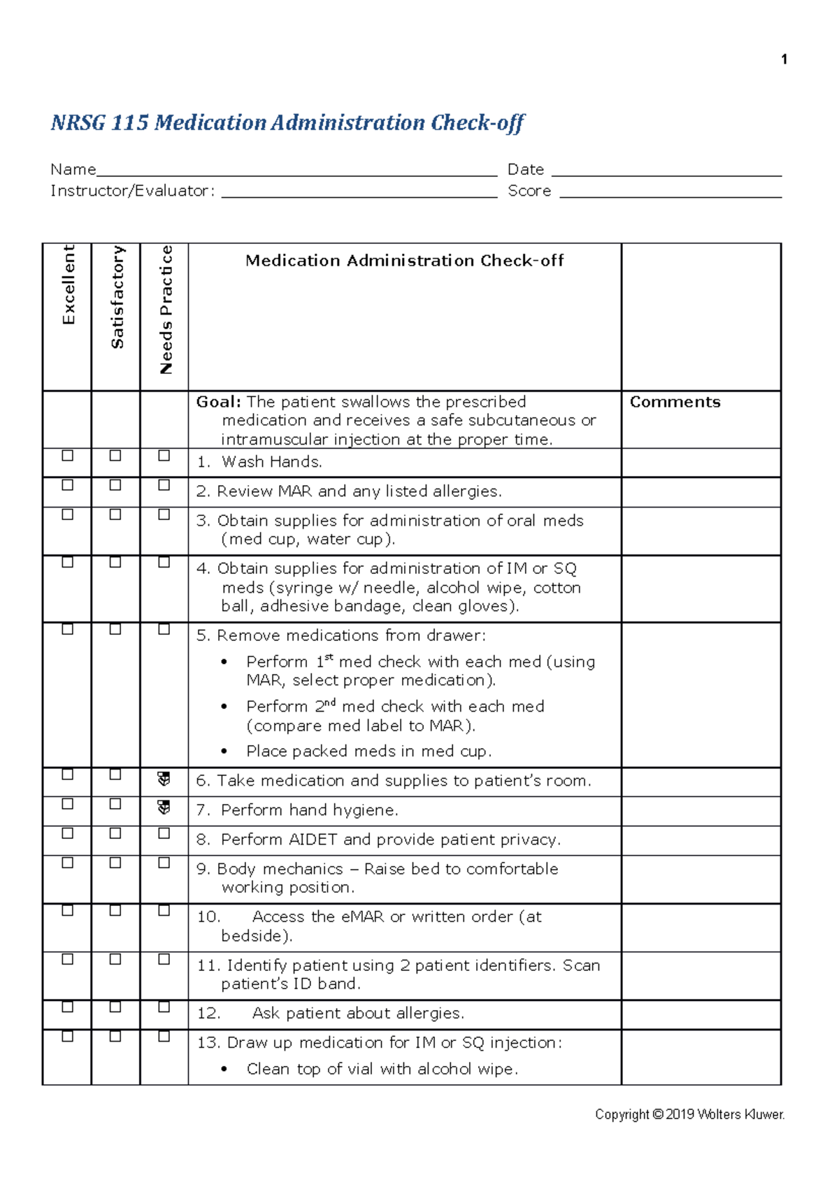 Medication Administration checkoff ( Revised) copy 1 NRSG 115