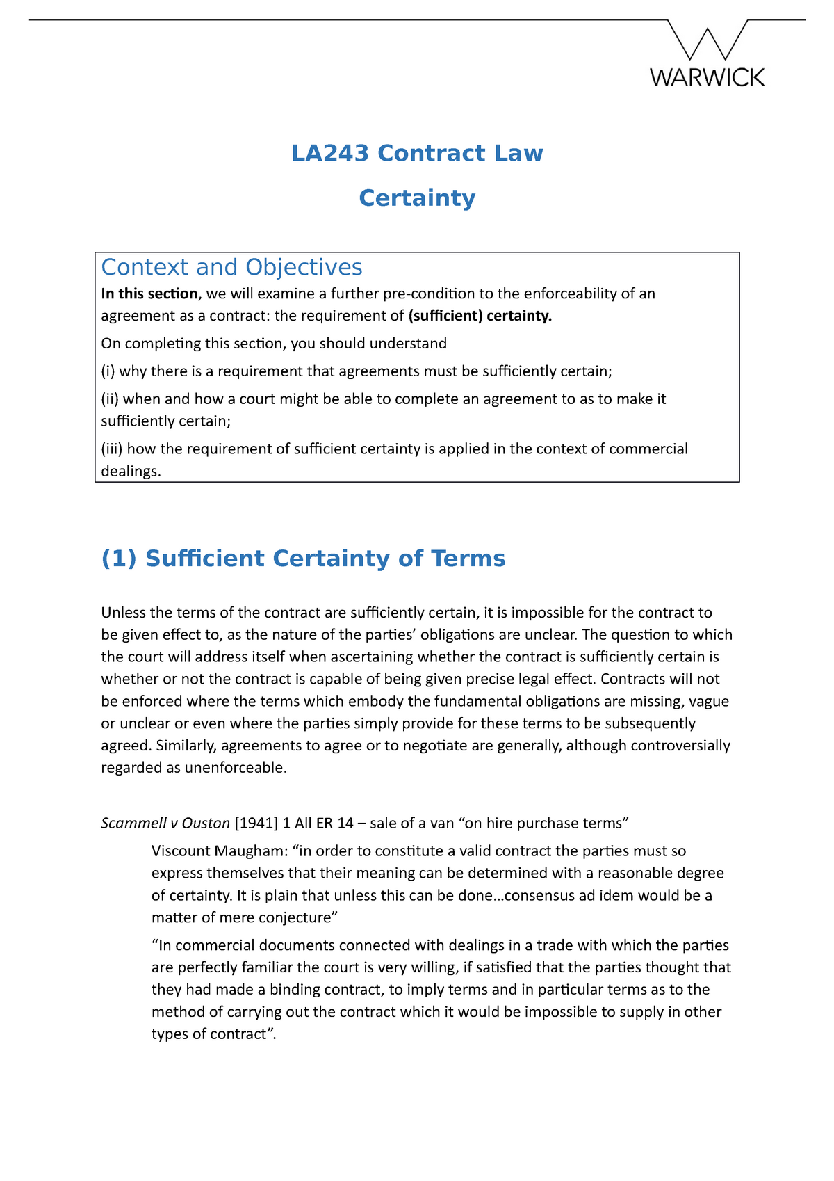 certainty of terms contract law