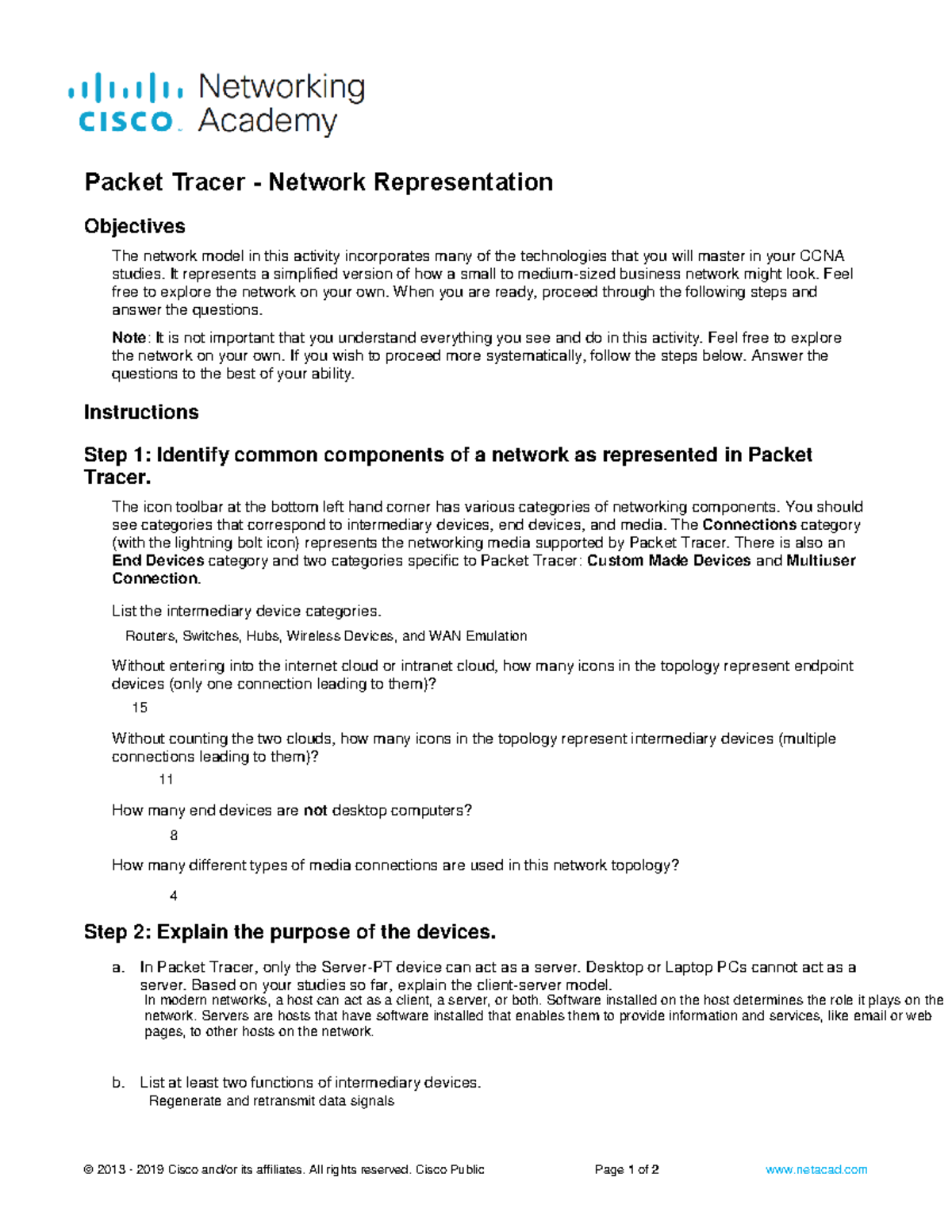 1.5.7-packet-tracer-network-representation - © 2013 - 2019 Cisco and/or ...