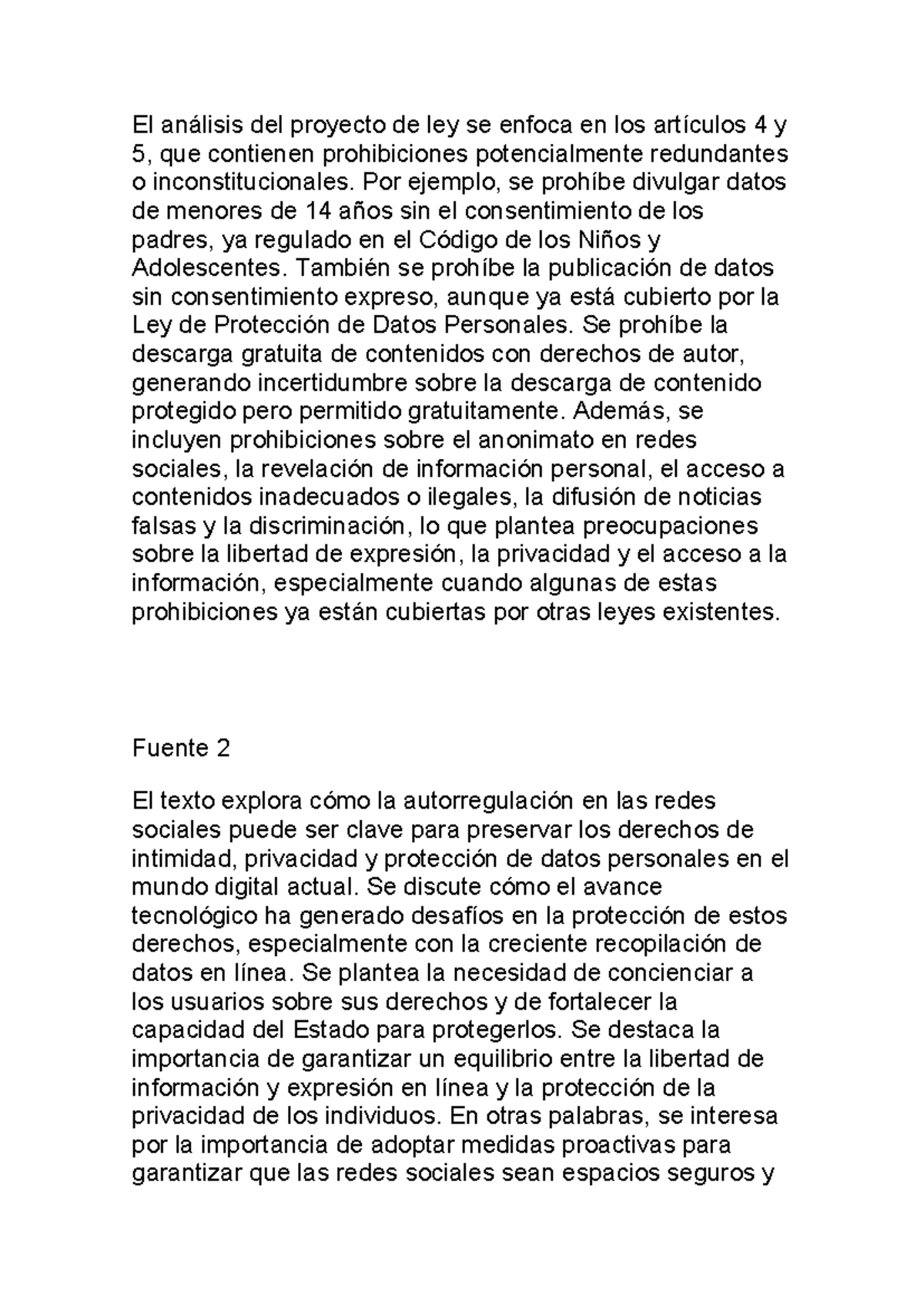 El análisis del proyecto de ley se centra en los artículos 4 y 5 - Por ...