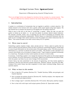 Signals and Systems Notes - Signals and Systems – Part II: Systems 27th ...