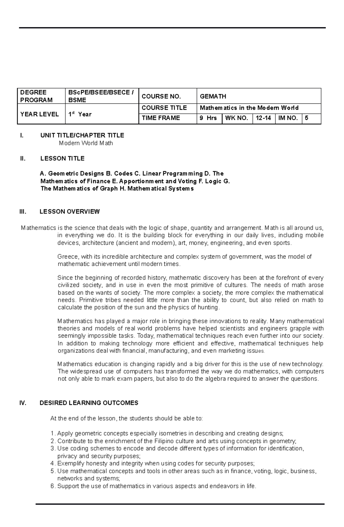 Math module Ch5 Auto Recovered Copy - DEGREE PROGRAM BScPE/BSEE/BSECE ...