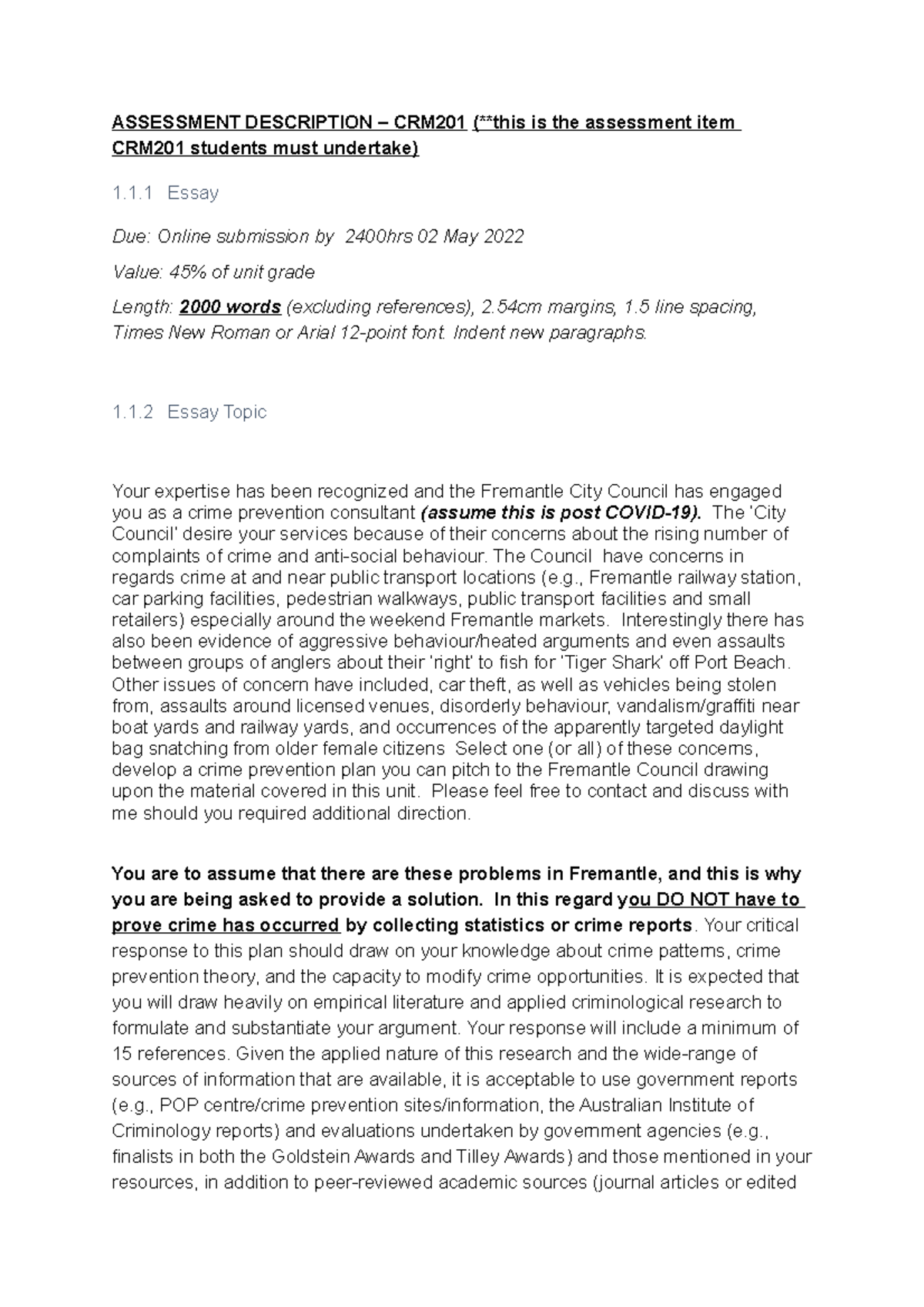 Assessment Description ASSESSMENT DESCRIPTION CRM201 this Is The 