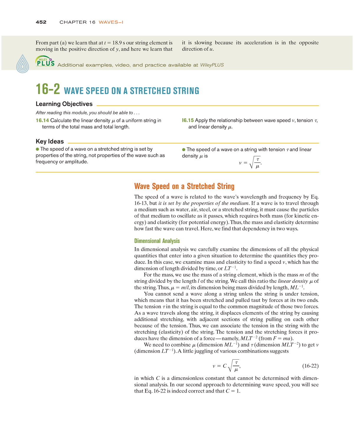 Physics-54 - Physics-54 - 452 CHAPTE R 16 WAVES—I 16-2 WAVE SPEED ON A ...