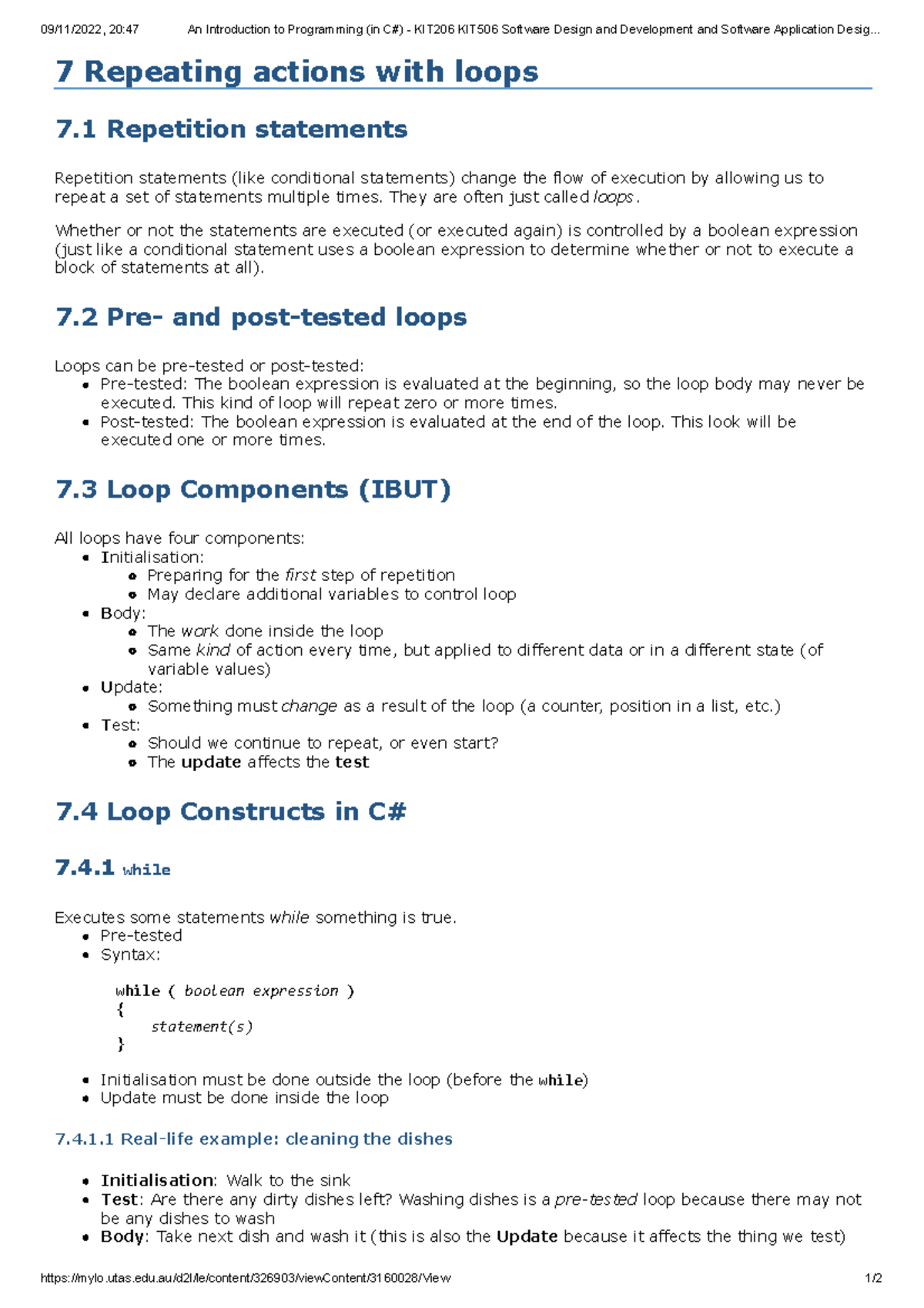 7 Repeating actions with loops An Introduction to Programming (in C