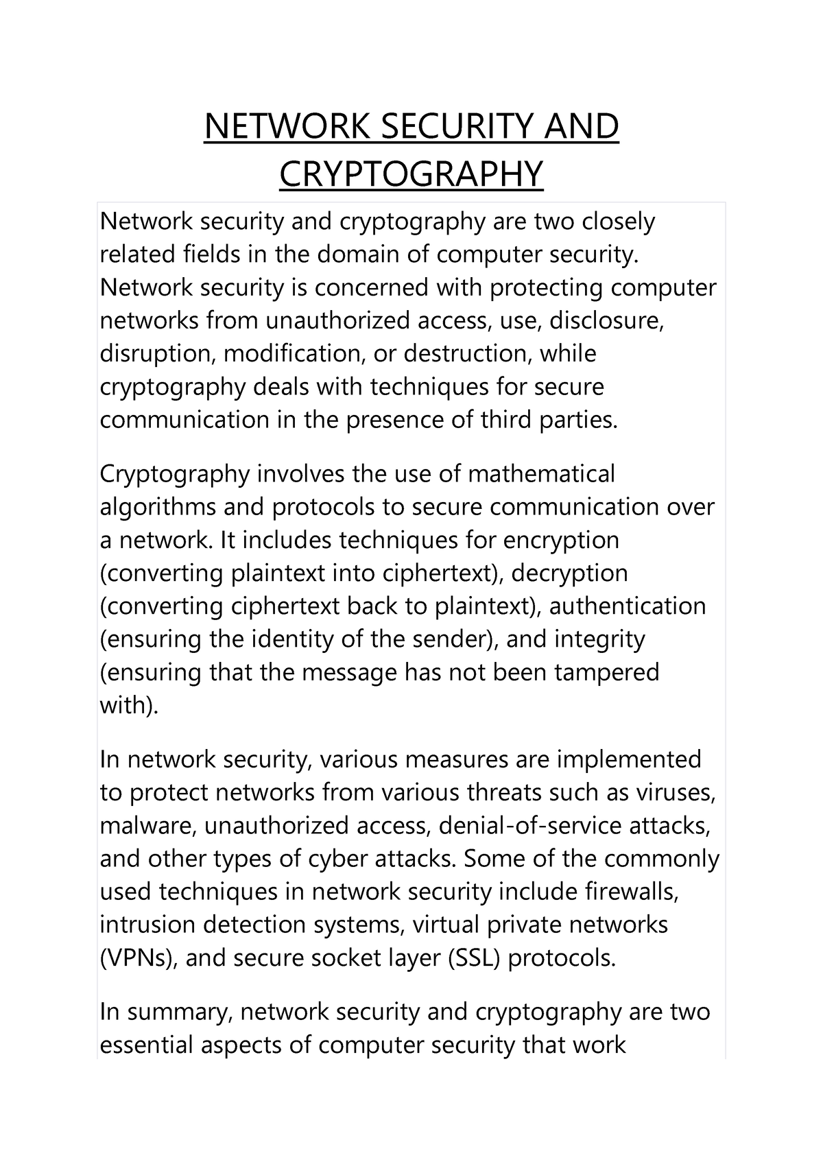 network security and cryptography thesis