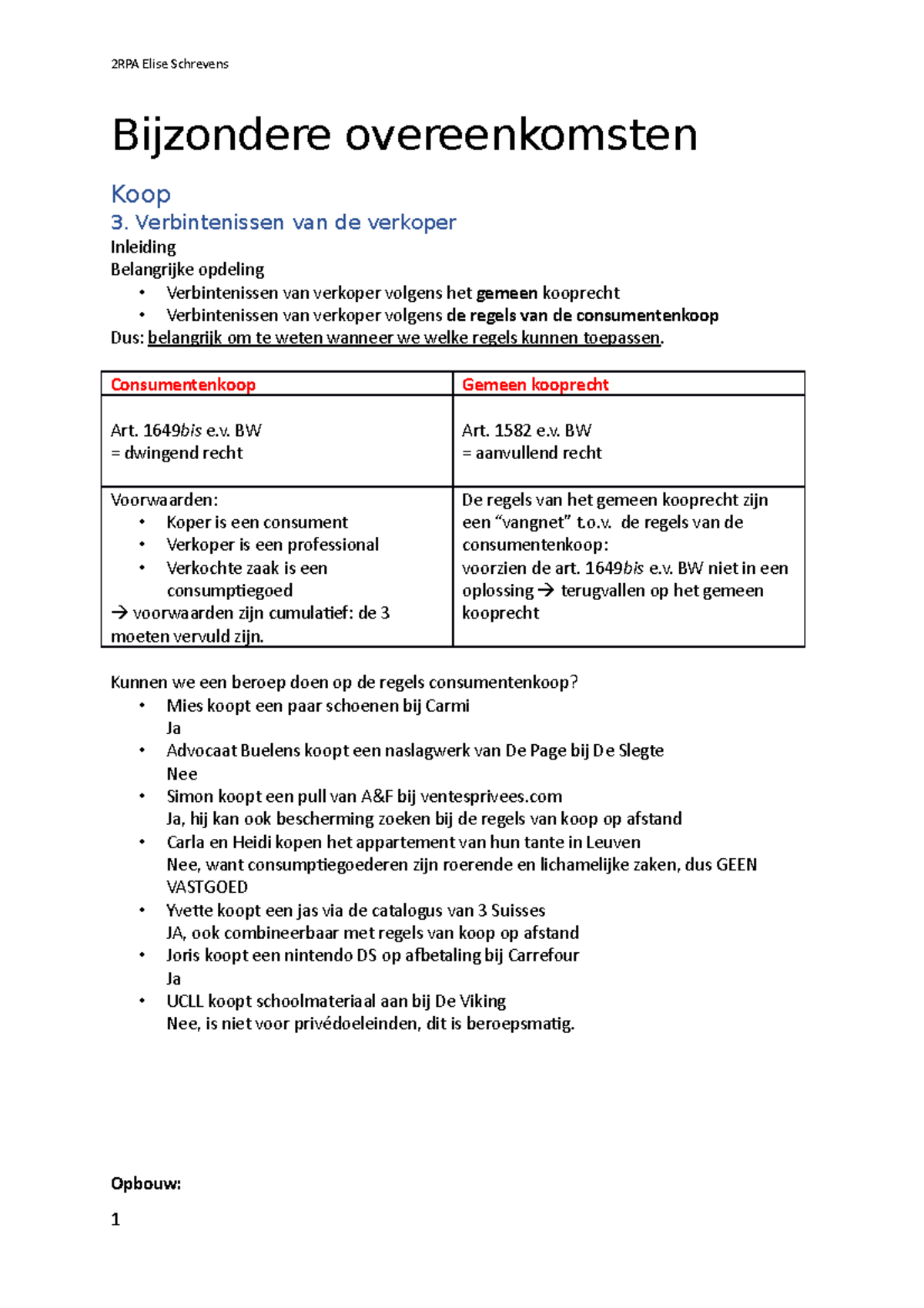 Bijzondere-overeenkomsten-samenvatting 2019-2020 UCLL - Goederen- En ...