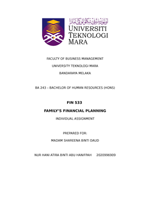 fin533 individual assignment 2022