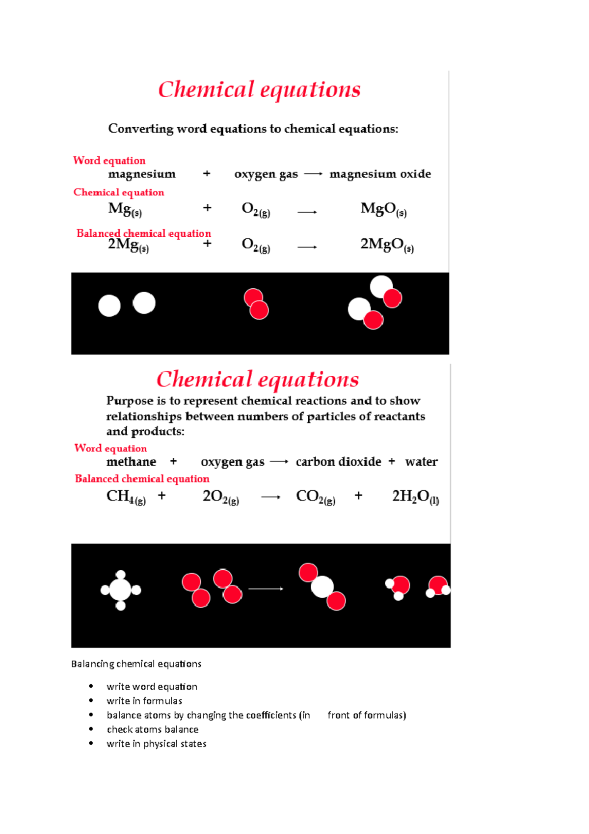 Week 4 - Lecture notes 4 - Balancing chemical equations write word ...