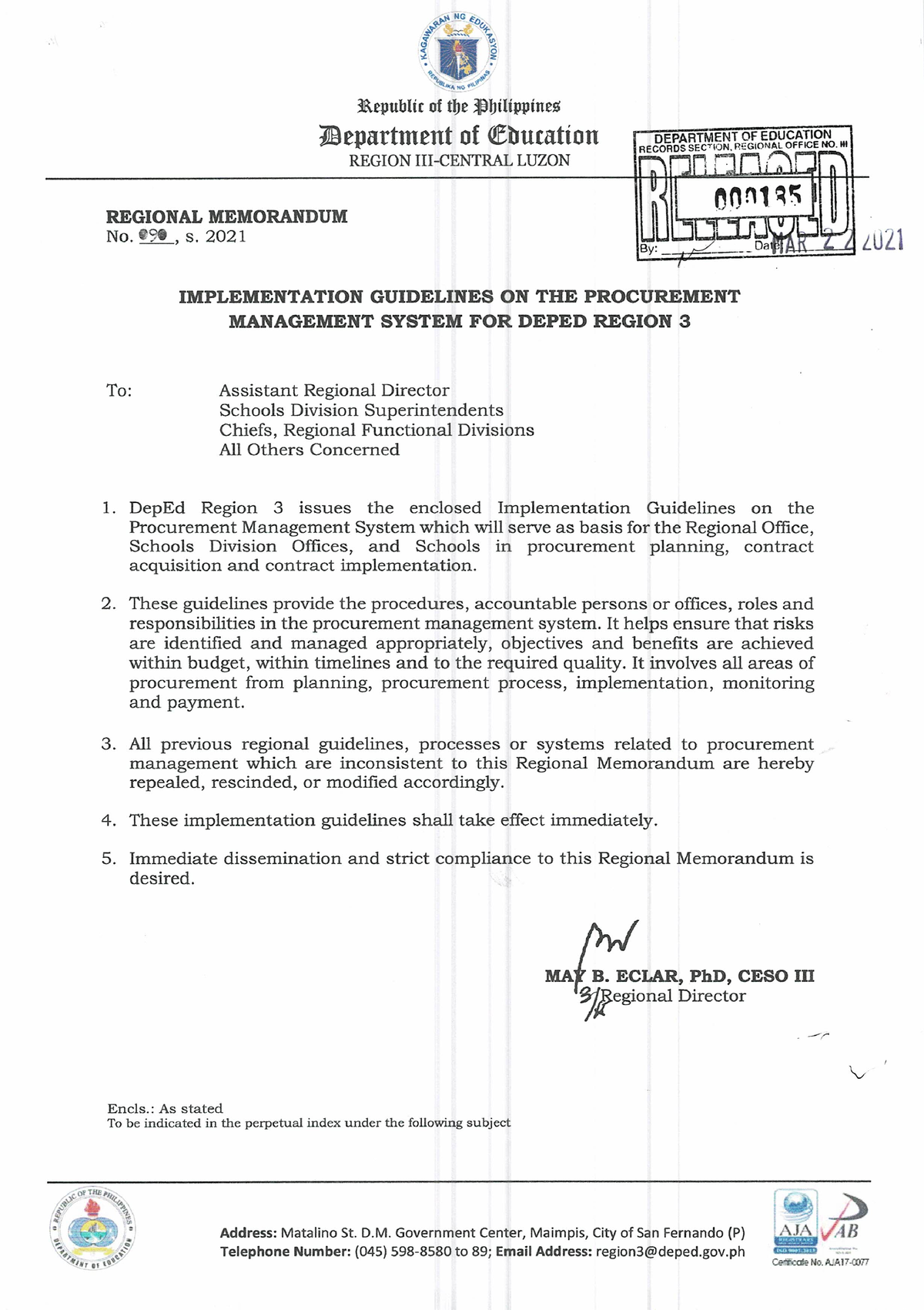 RM No. 090, s. 2021 - Implementation Guidelines on the Procurement ...