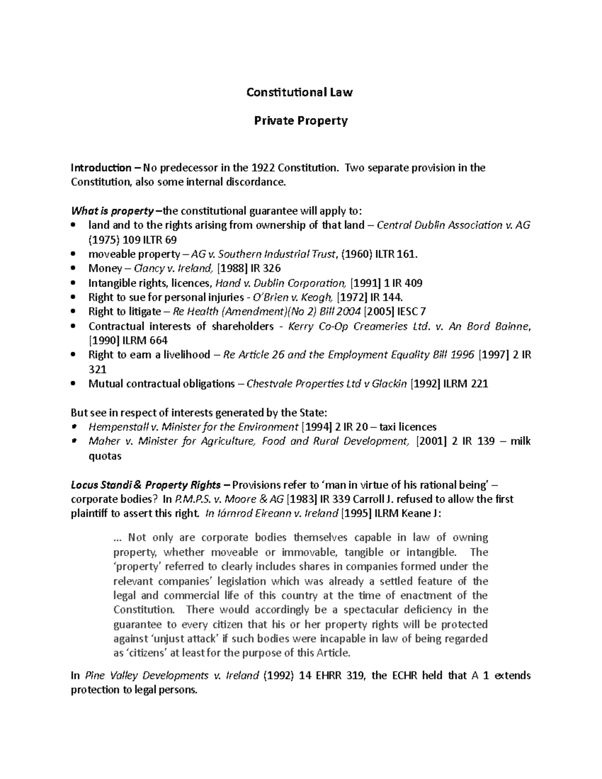 Topic 9 - Private Property - Constitutional Law Private Property ...