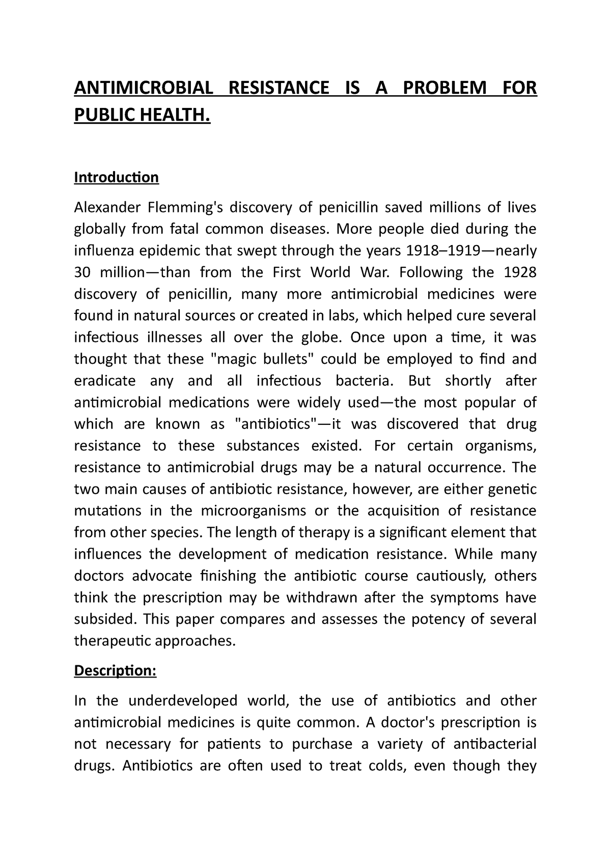 Antimicrobial Resistance A Threat TO Society - ANTIMICROBIAL RESISTANCE ...