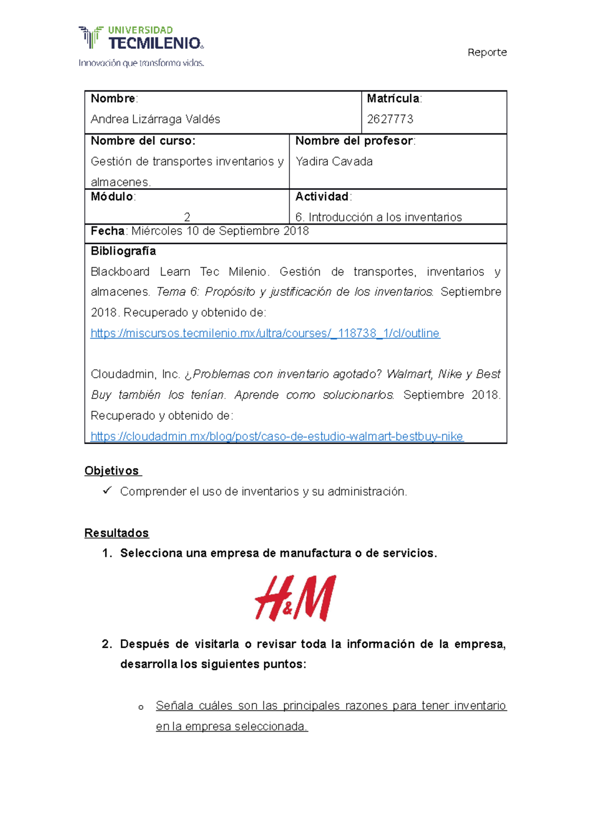 Actividad 6 Gesti¢n De Transportes, Inventarios Y Almacenes - Nombre ...