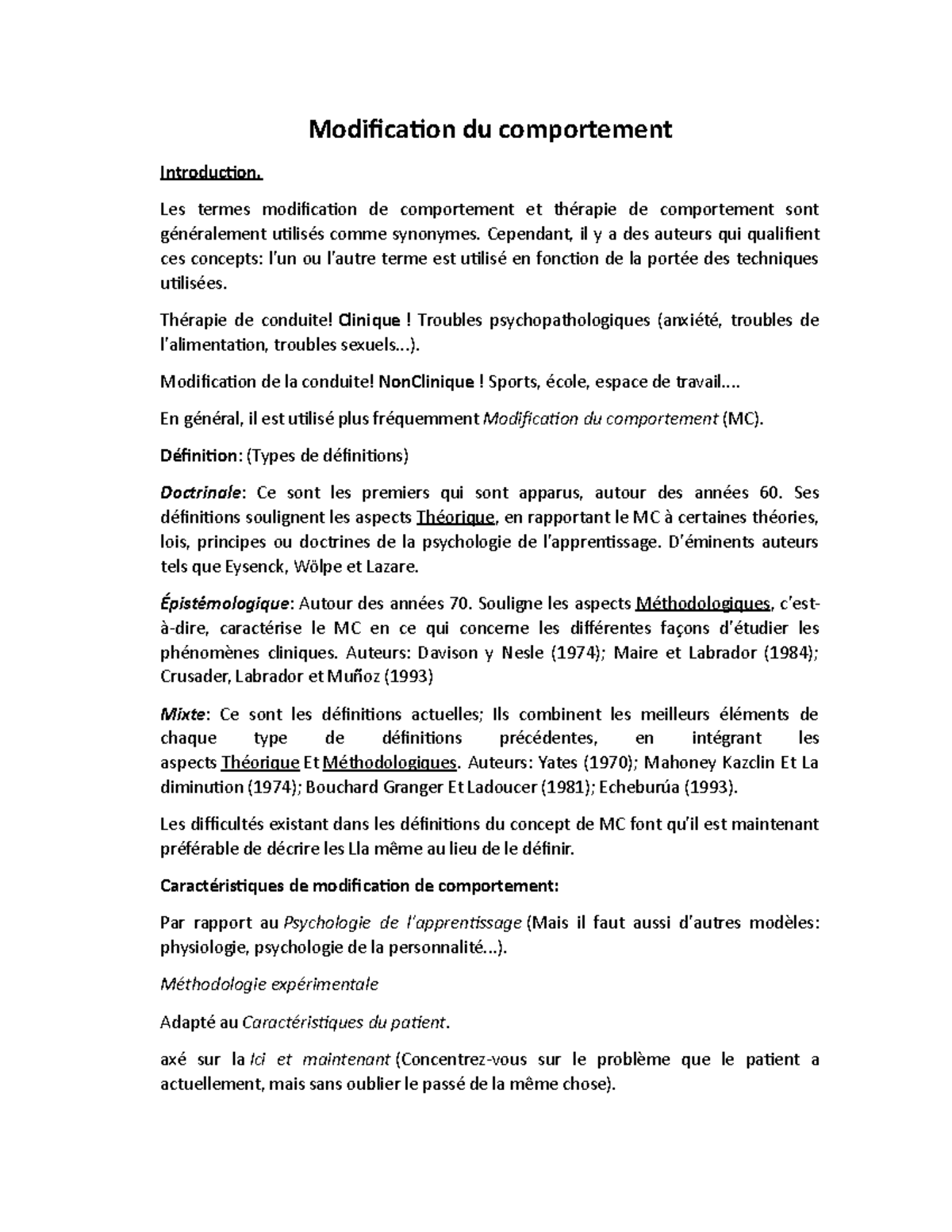 Modification du comportement - Modification du comportement ...
