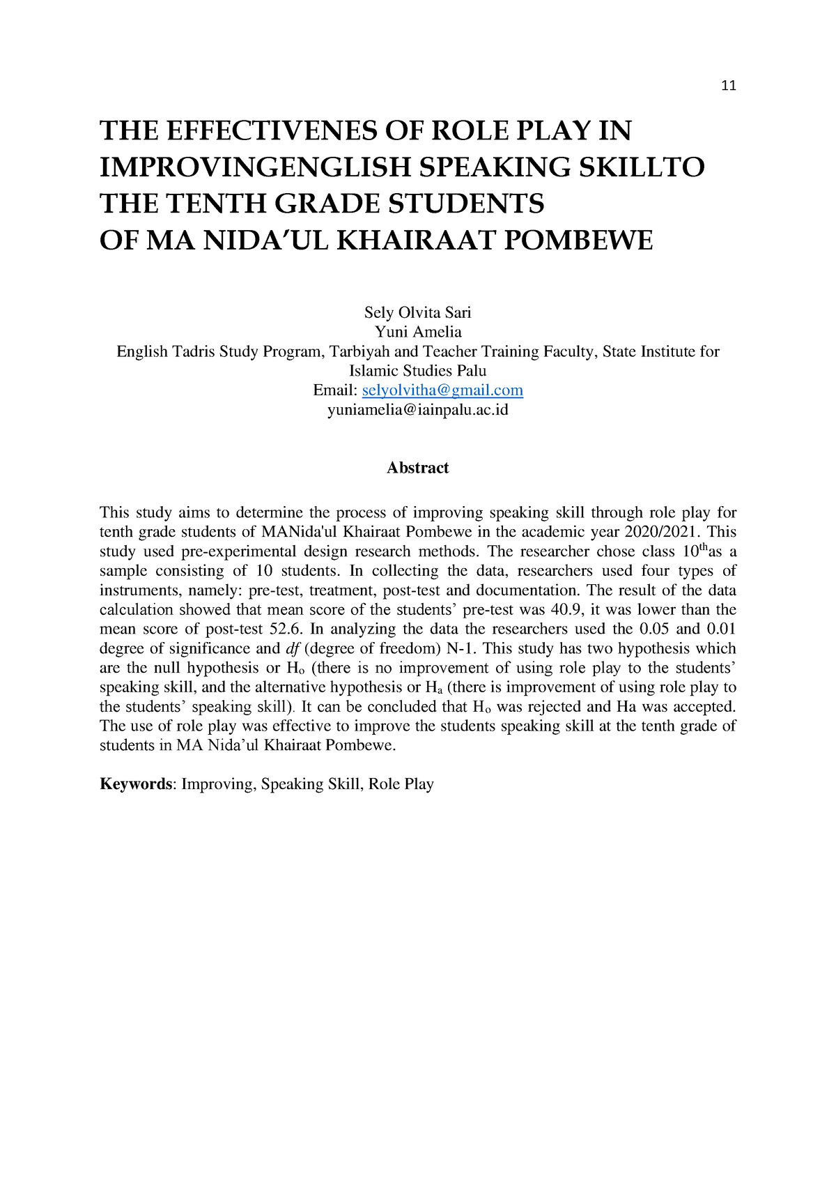 the-effectivenes-of-role-play-in-improvingenglish-speaking-skillto-the