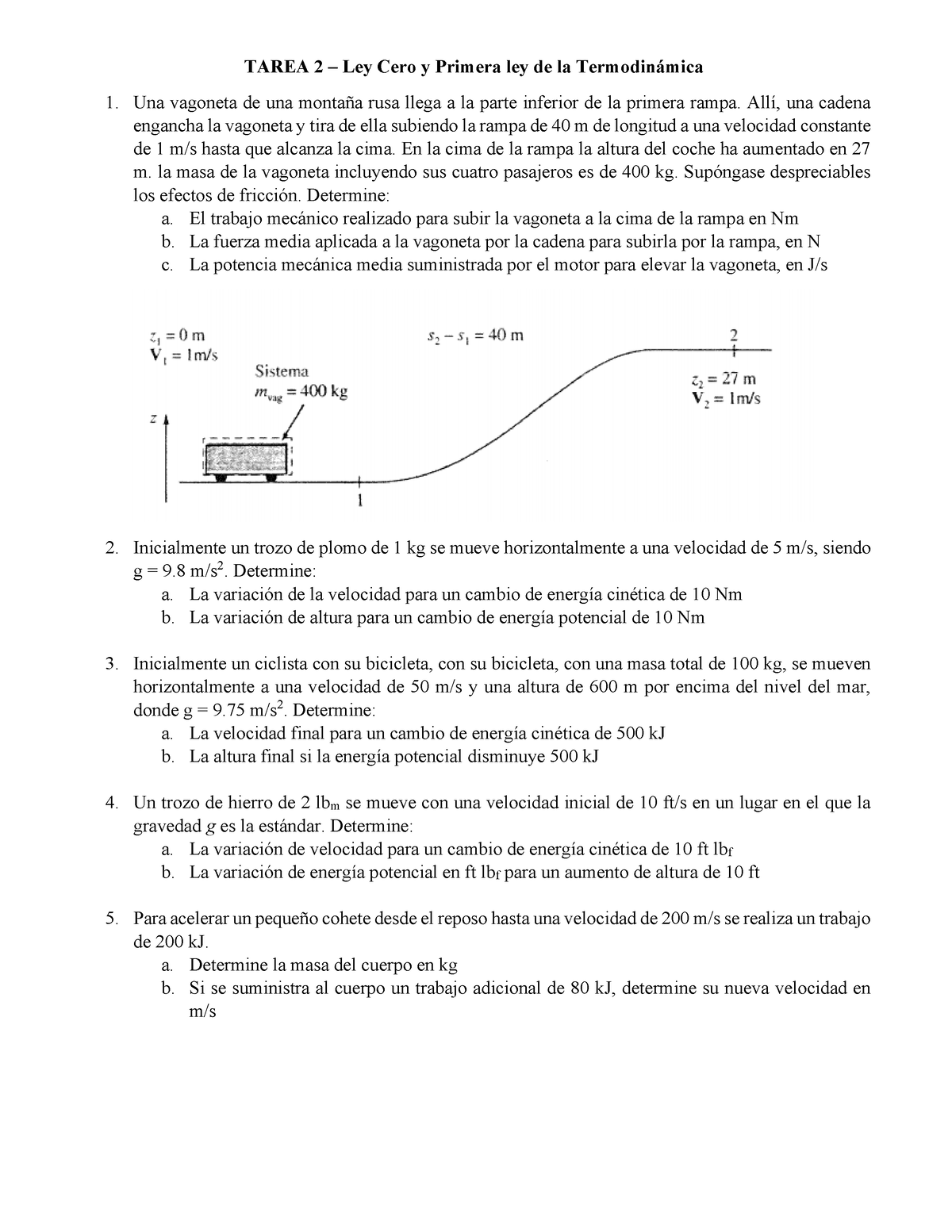 Tarea 2 - Primera Ley - TAREA 2 – Ley Cero Y Primera Ley De La Termodin ...