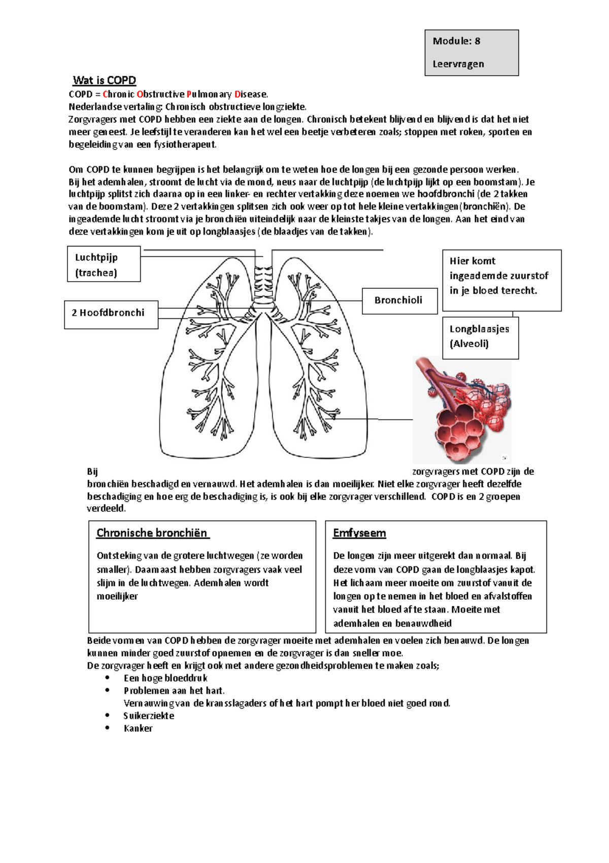 COPD hartfalen en observeren Wat is COPD COPD = Chronic Obstructive