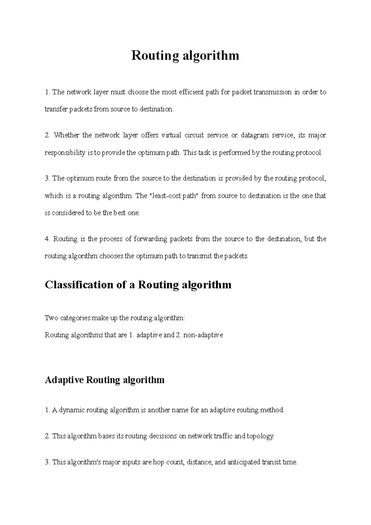 Routing algorithm - It's tutorial work - Routing algorithm The network ...