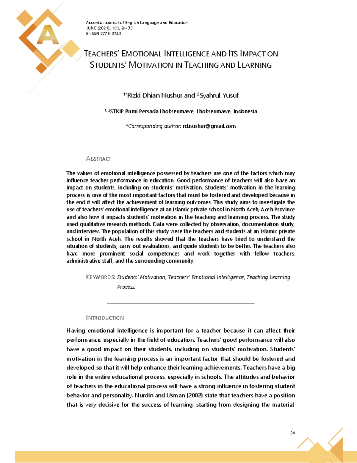 Teachers' Emotional Intelligence and Its Impact on Students' Motivation ...