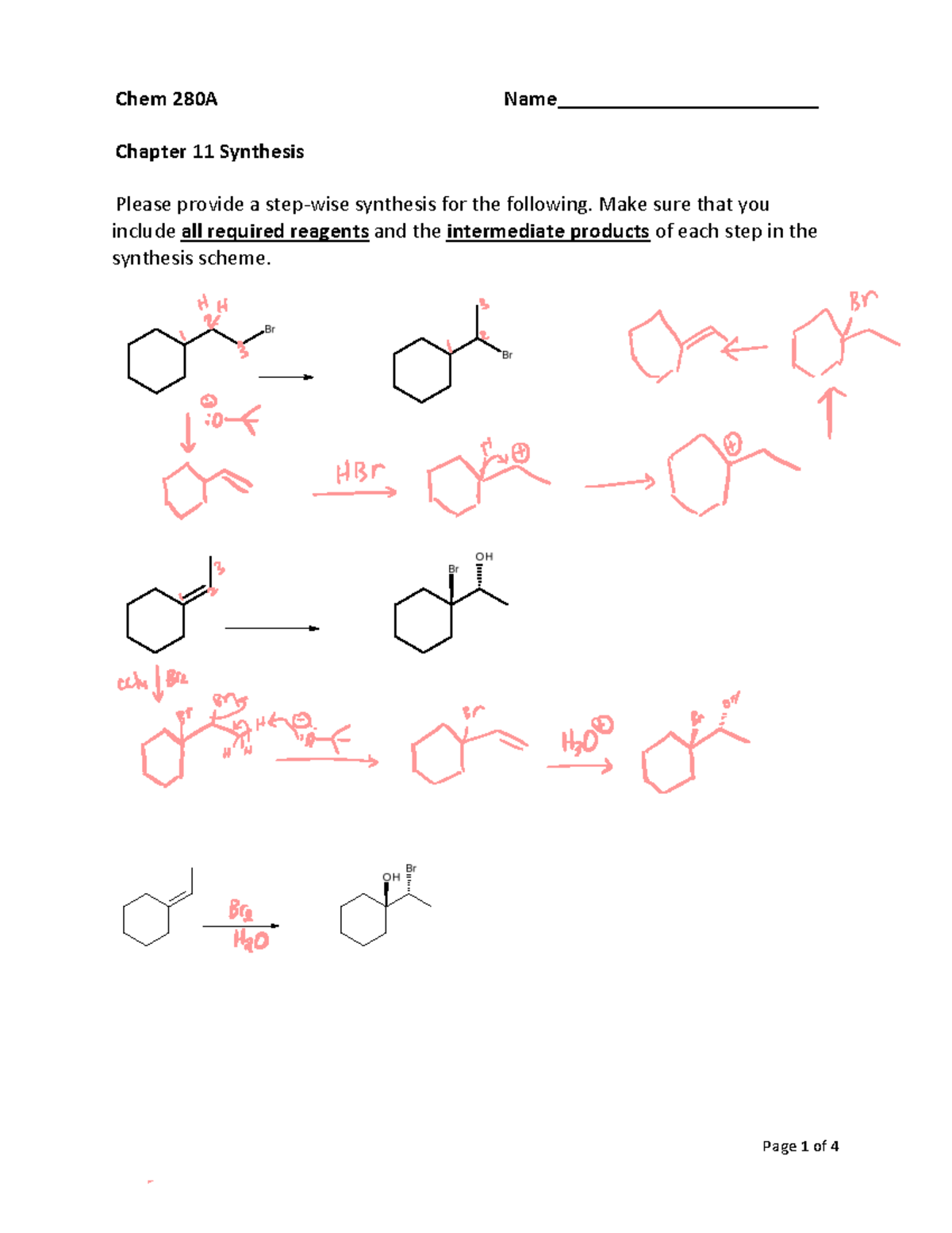 Synthesis+WS+1 - Synthesis worksheet with answers - Page 1 of 4 Chem ...