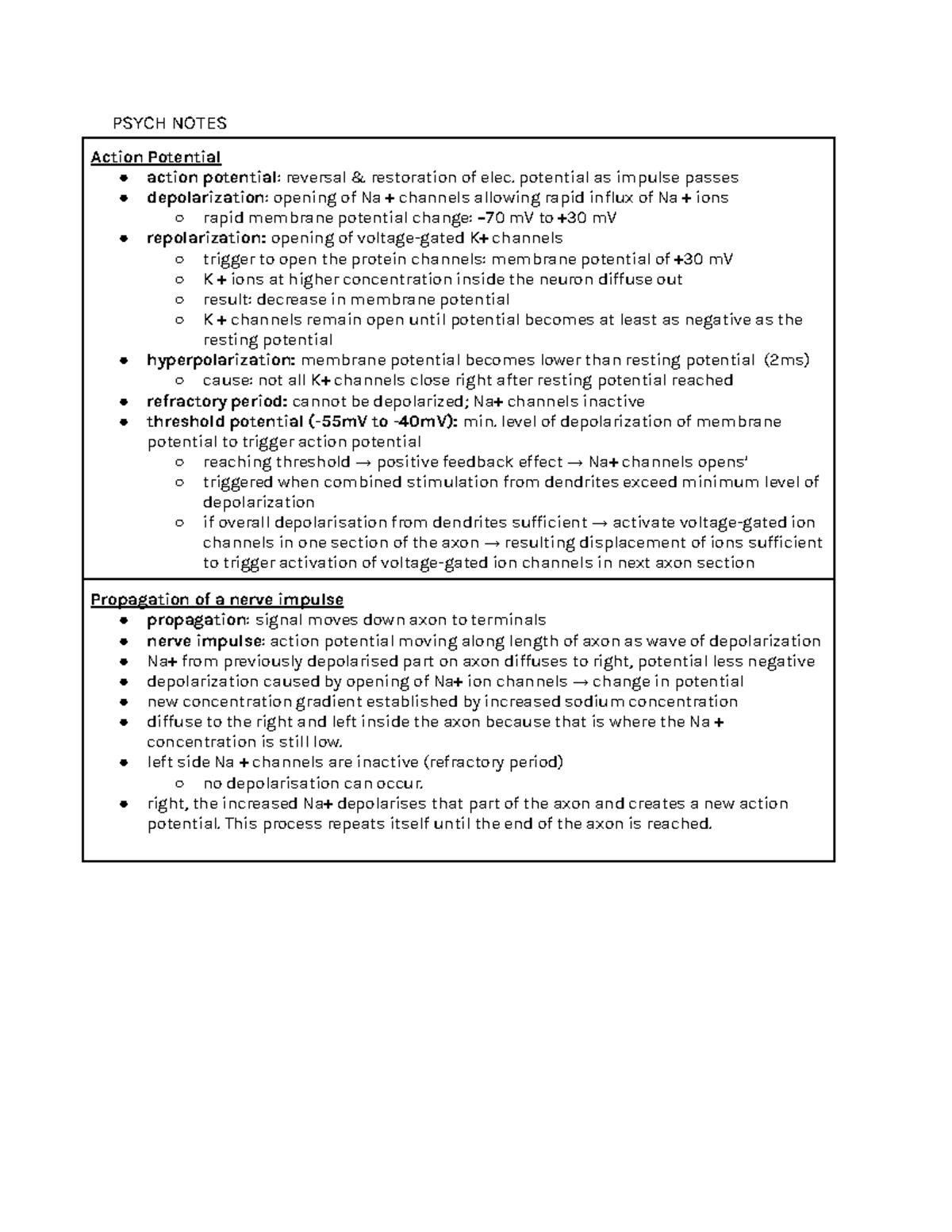 neuroscience action potential in depth notes - PSYCH NOTES Action ...