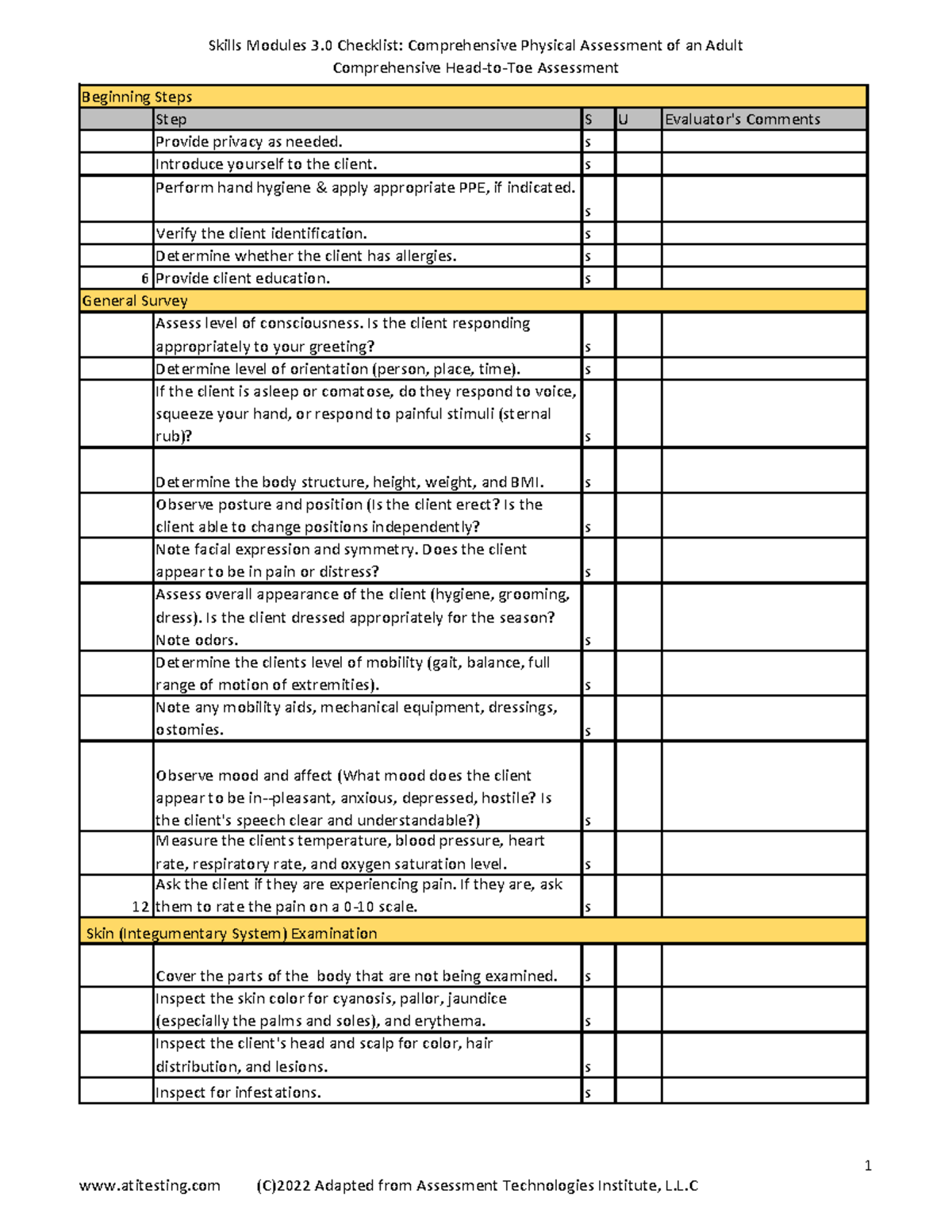 330 check off - Assessment - Comprehensive Head-to-Toe Assessment Step ...