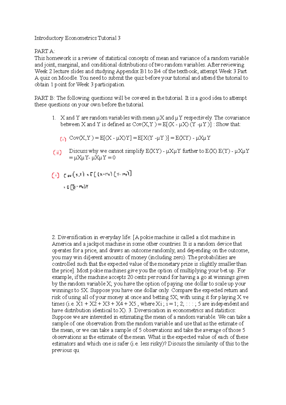 Tute 3 - n/a - Introductory Econometrics Tutorial 3 PART A: This ...