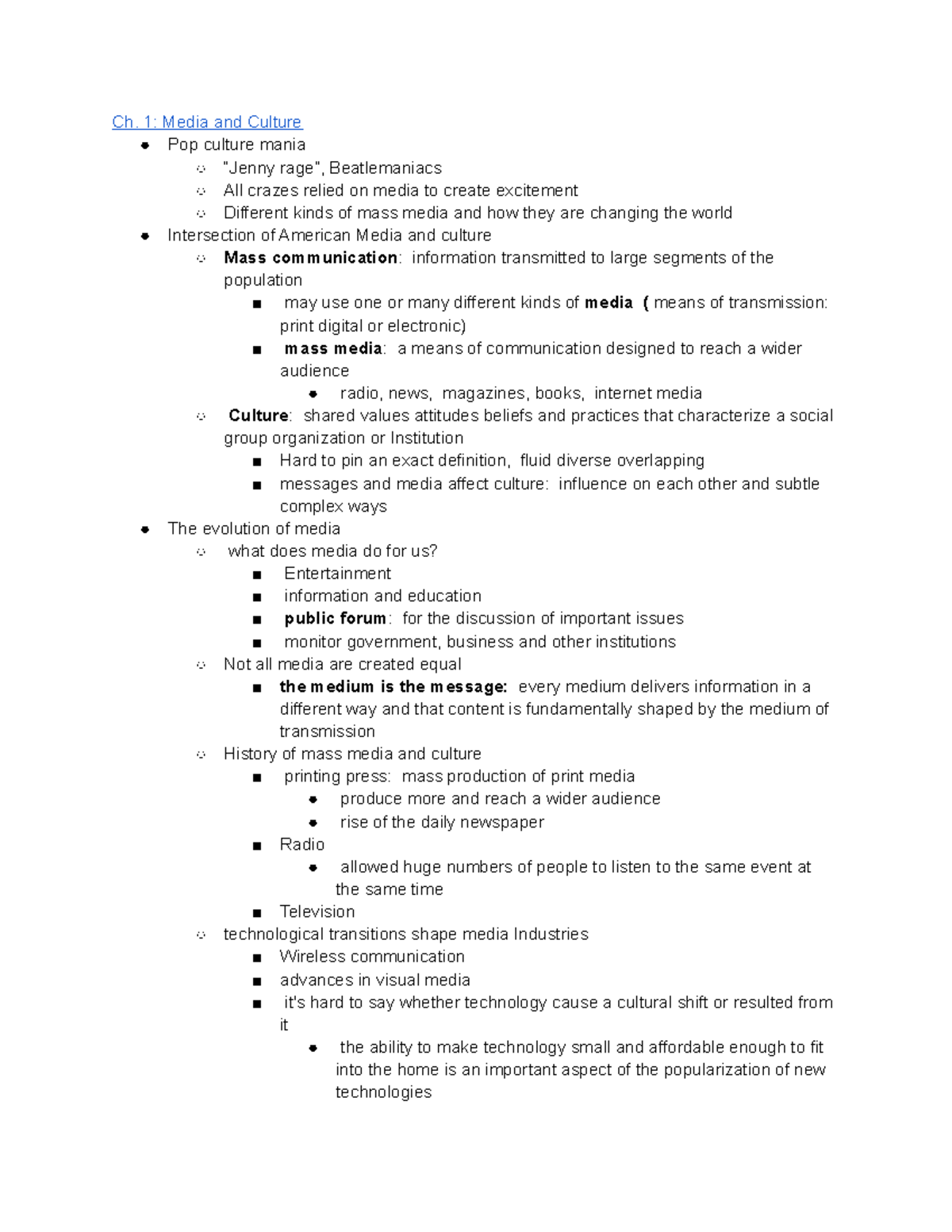 8 24 Chapter 1 Media and culture - Ch. 1: Media and Culture Pop culture ...