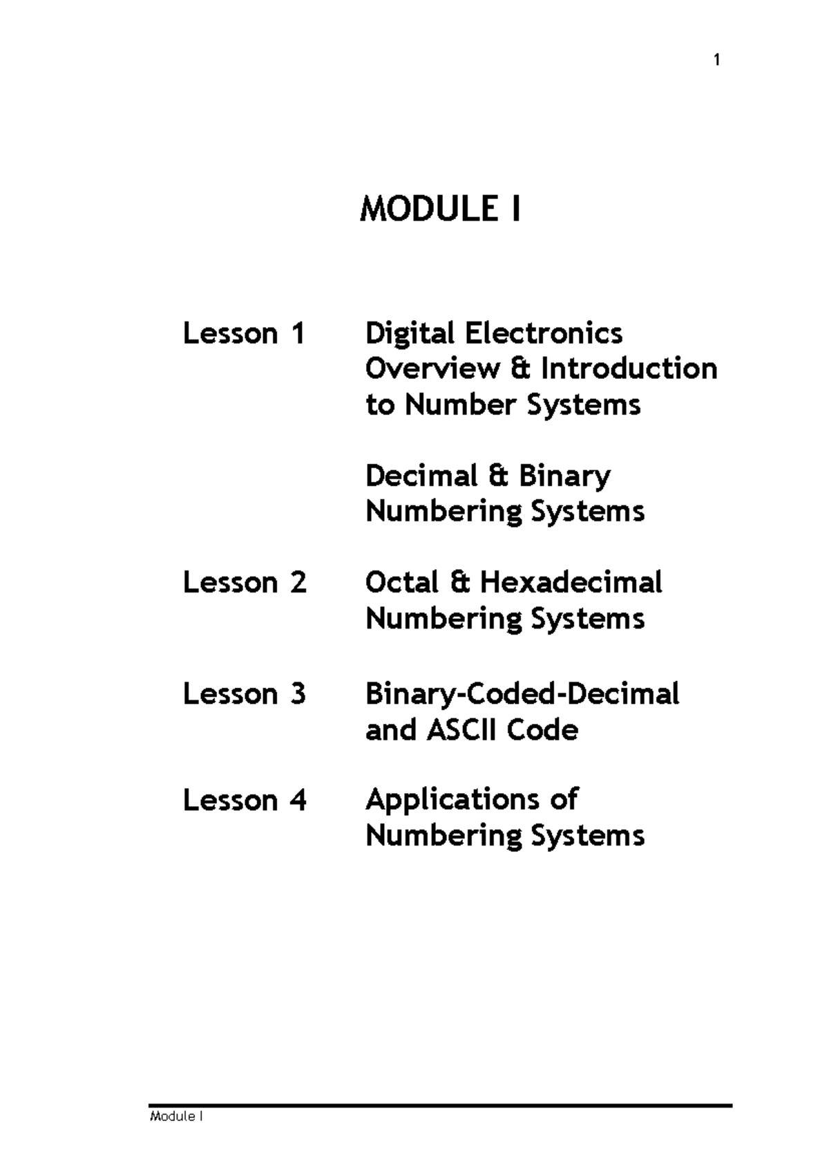 ITAS 103 Module 1 - Digital Electronics - ####### 1 Module I MODULE I ...
