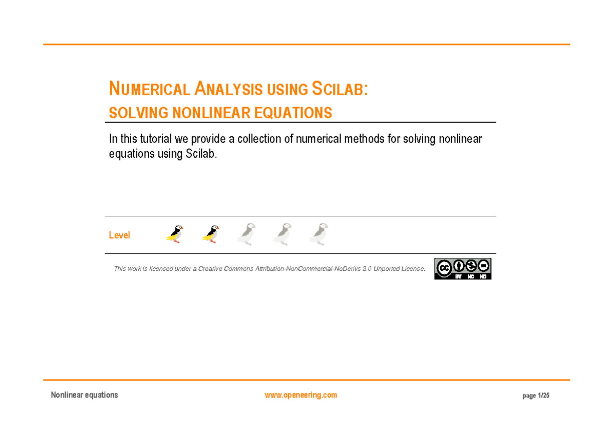 Numerical Analysis Scilab Root Finding - NUMERICAL ANALYSIS USING ...