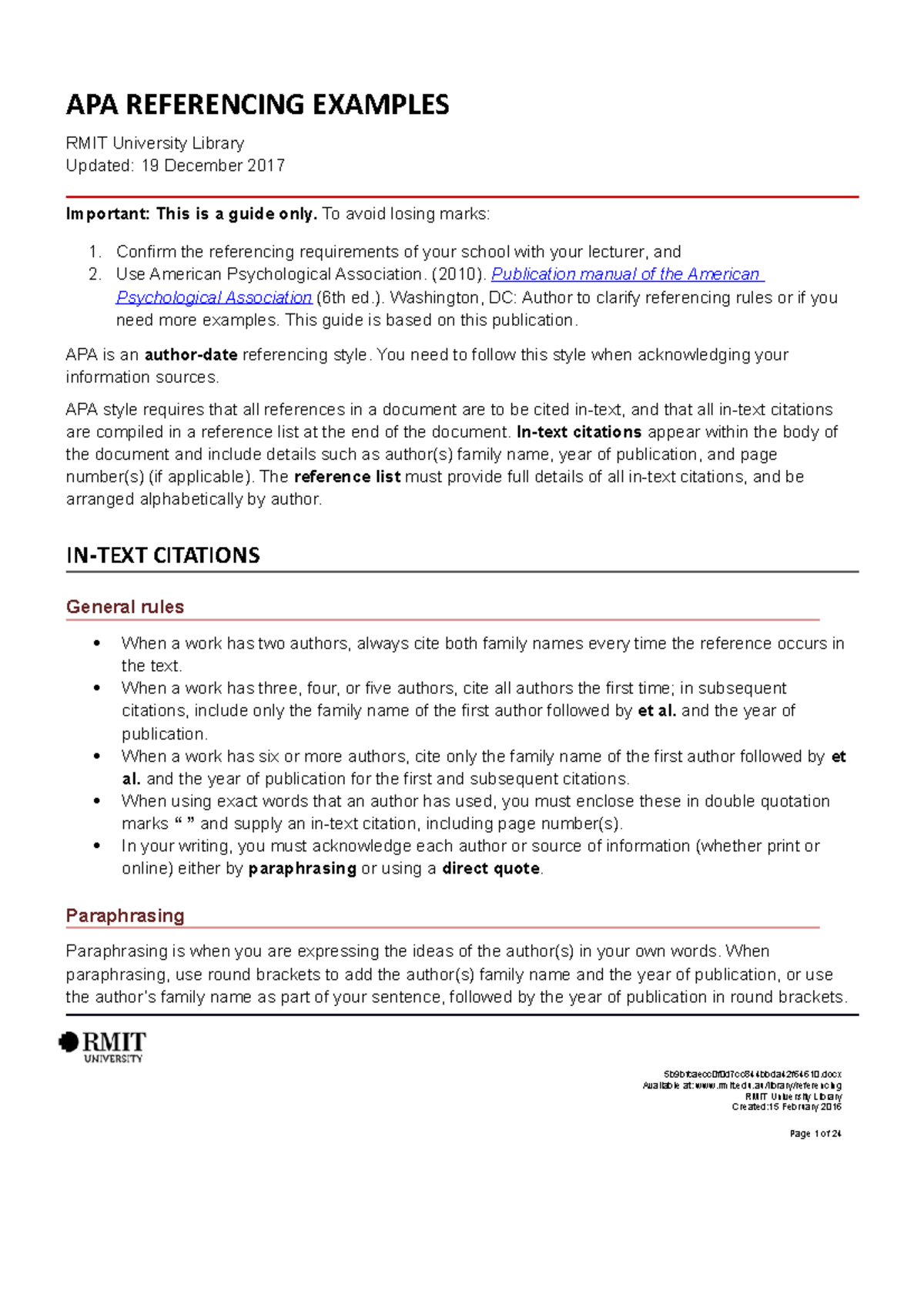 Ajji8gjqjcw 2 - referencing - APA REFERENCING EXAMPLES RMIT University ...