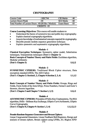 18ec744 Cryptography Module3 - Module- 3 Basic Concepts Of Number ...