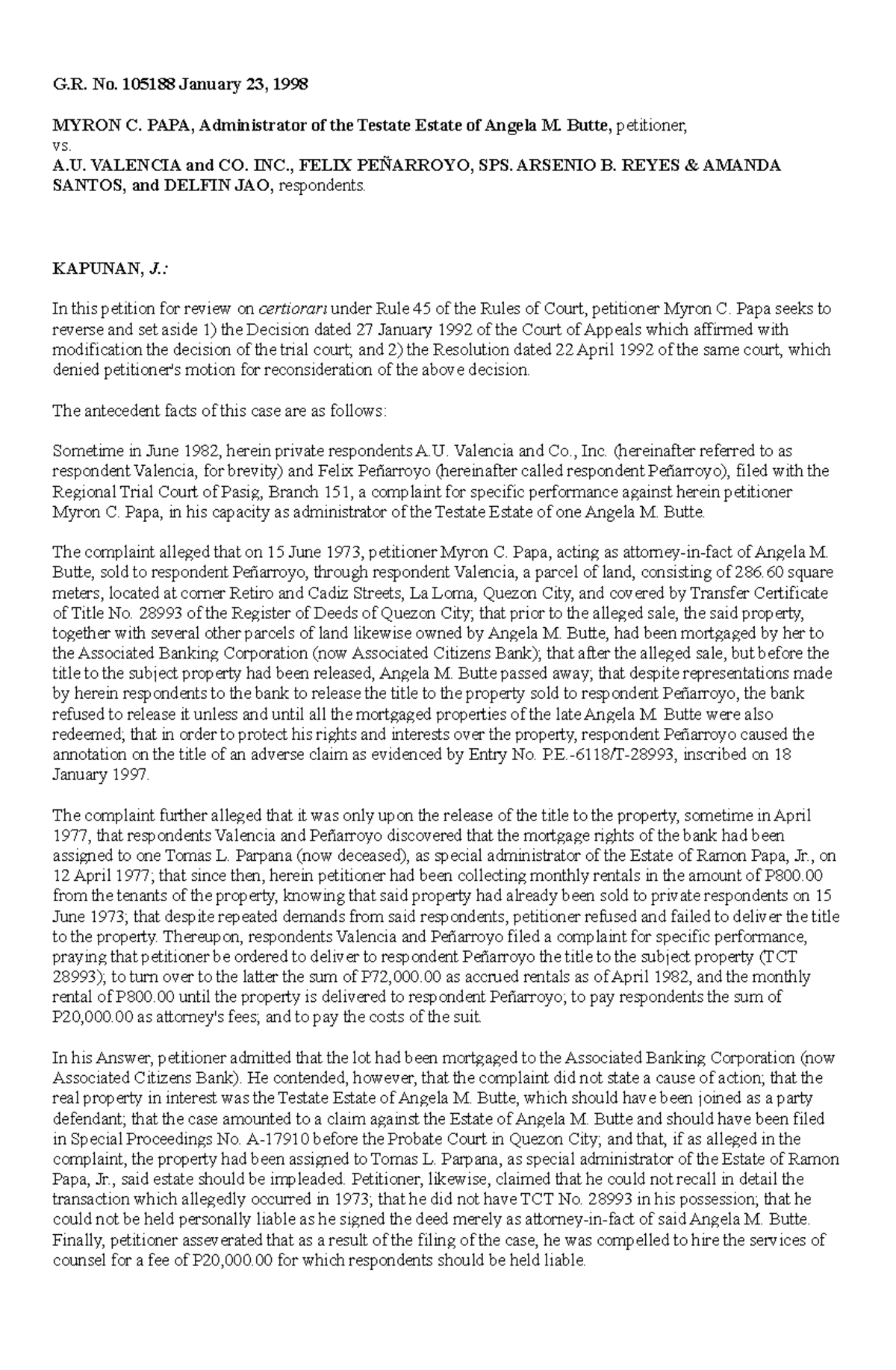 Cases 9 14 Forms OF Payment - G. No. 105188 January 23, 1998 MYRON C ...